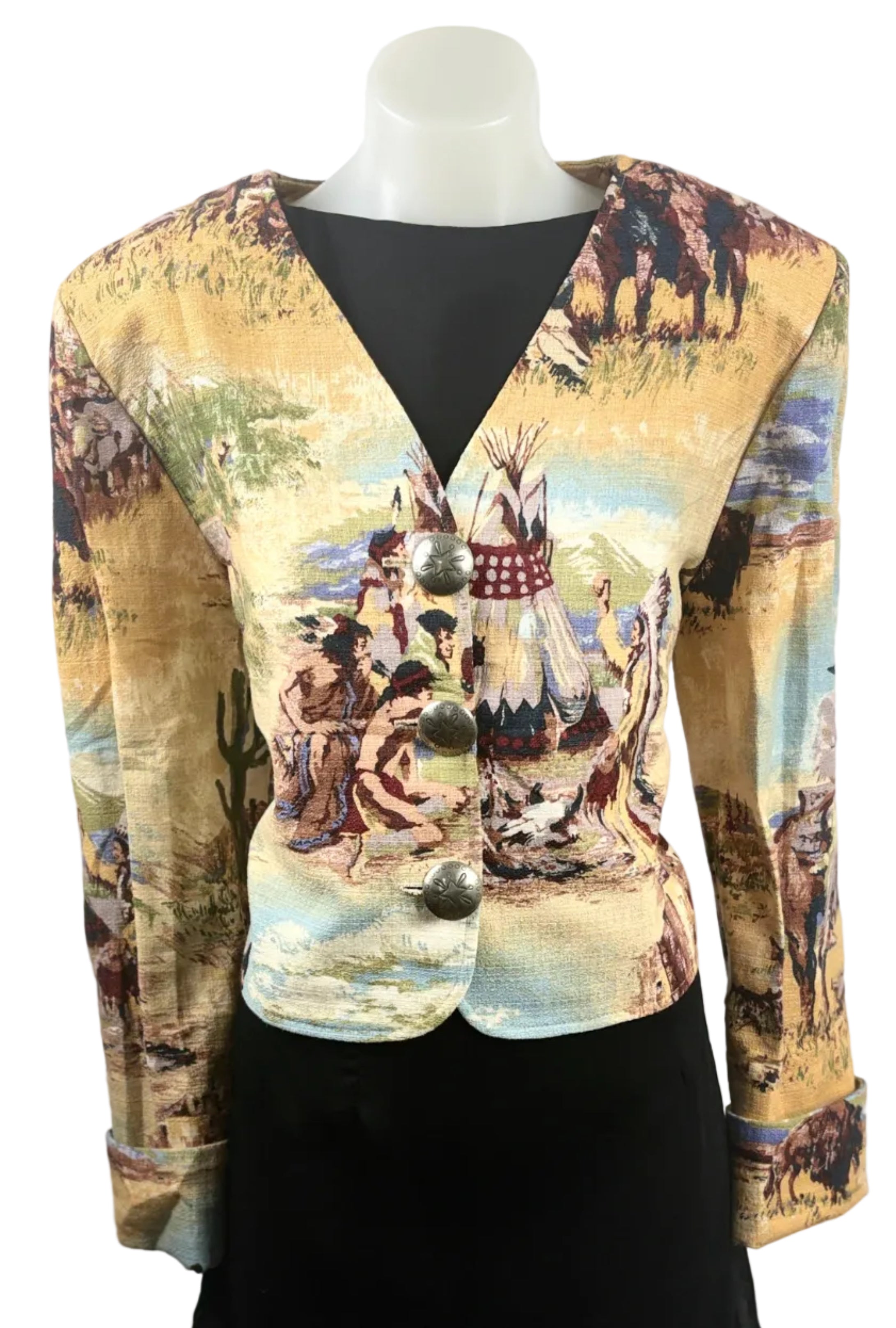 Tortilla Flats Cropped Western Tapestry Jacket