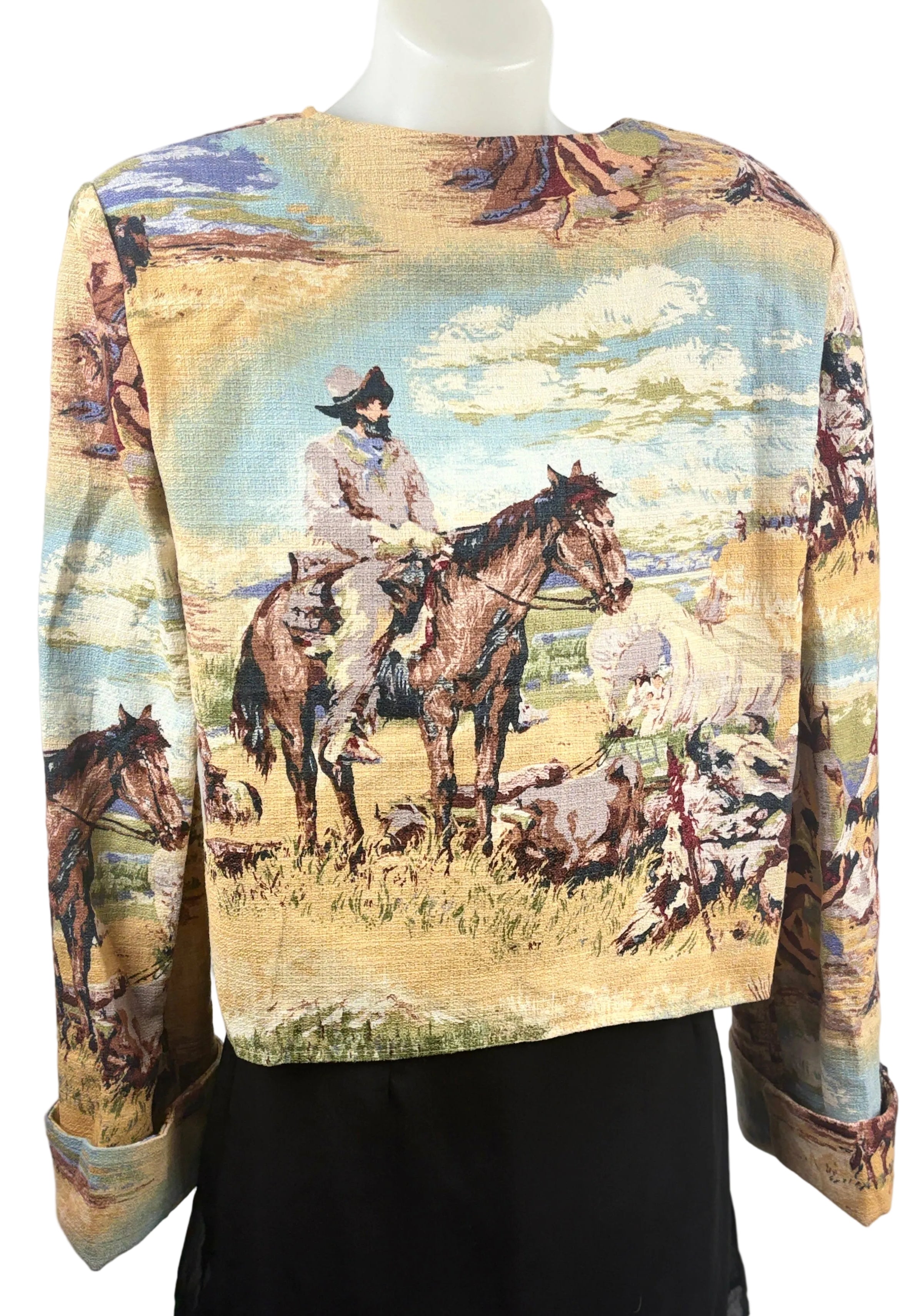 Tortilla Flats Cropped Western Tapestry Jacket