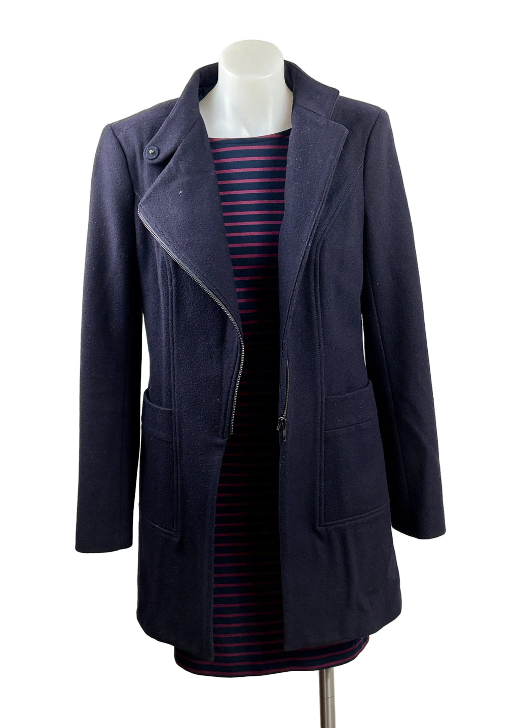 Scanlan Theodore Cashmere Wool Silk Lined Navy Coat