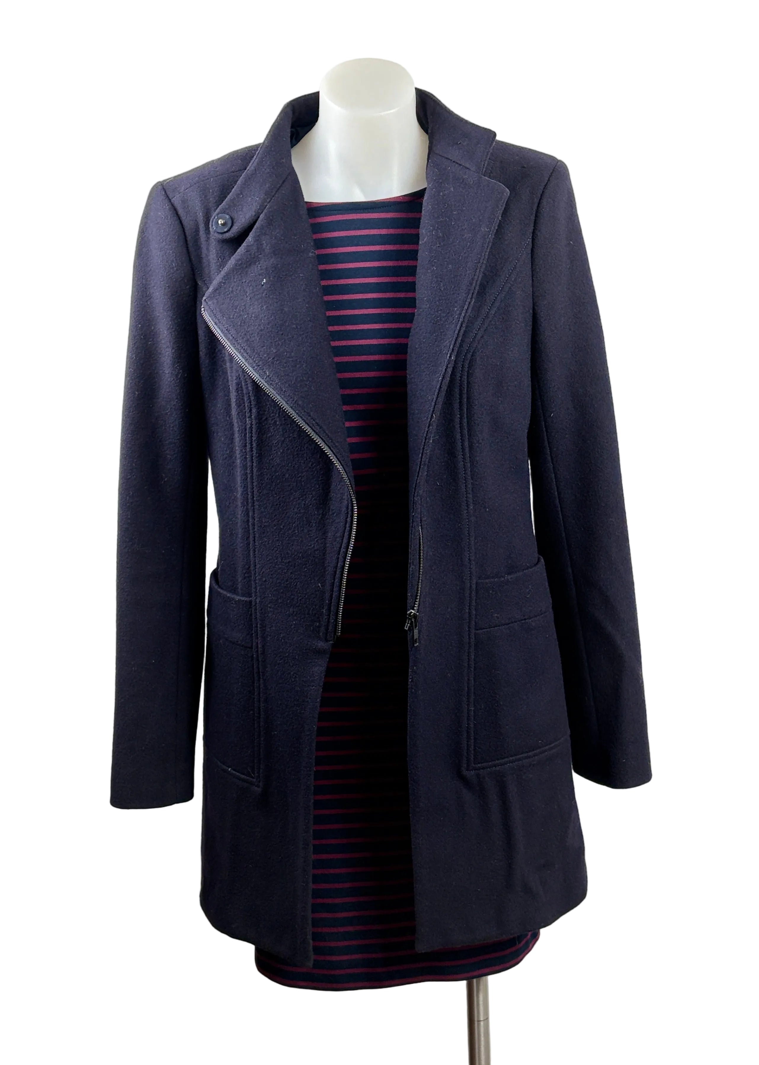 Scanlan Theodore Cashmere Wool Silk Lined Navy Coat