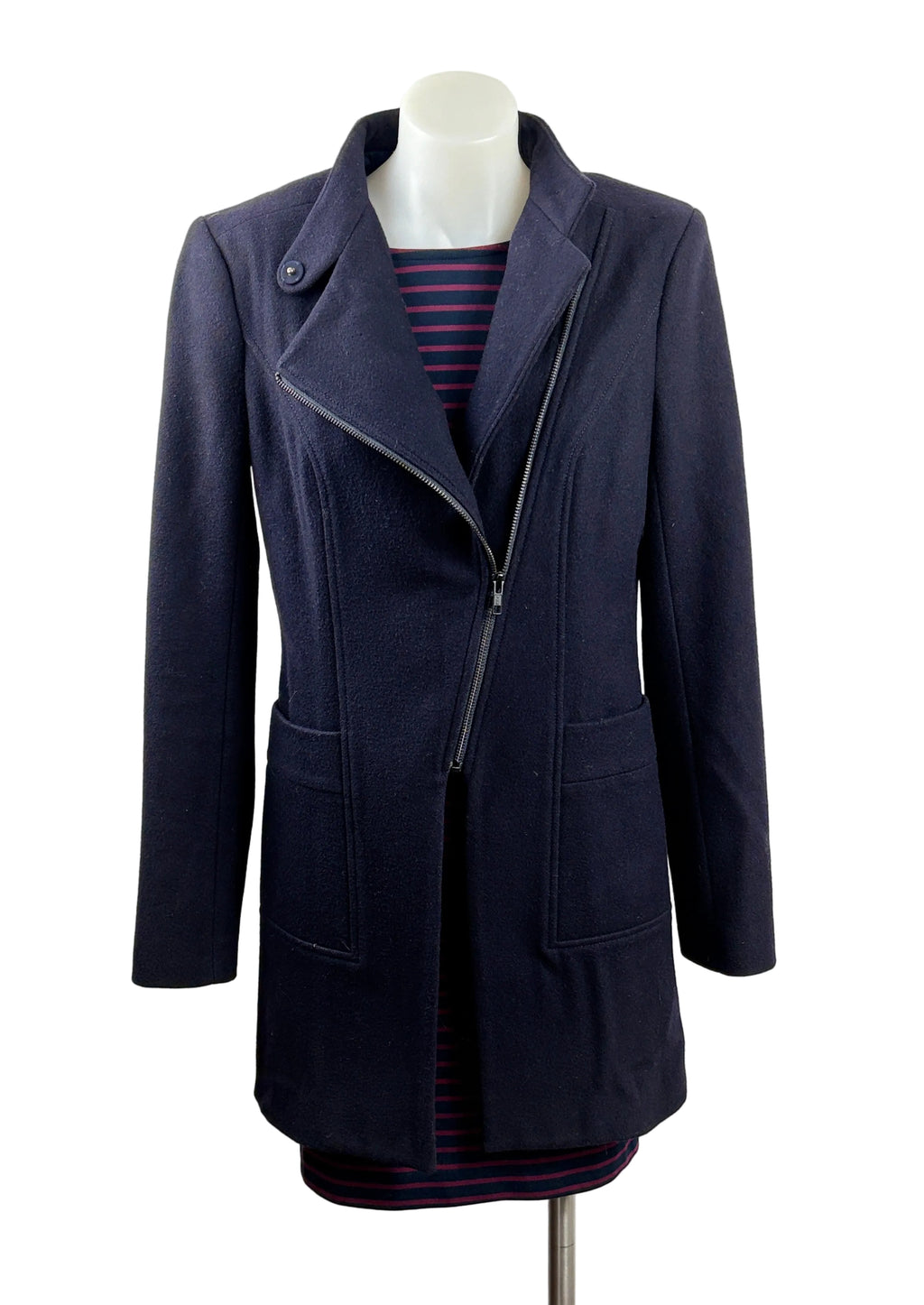 Scanlan Theodore Cashmere Wool Silk Lined Navy Coat