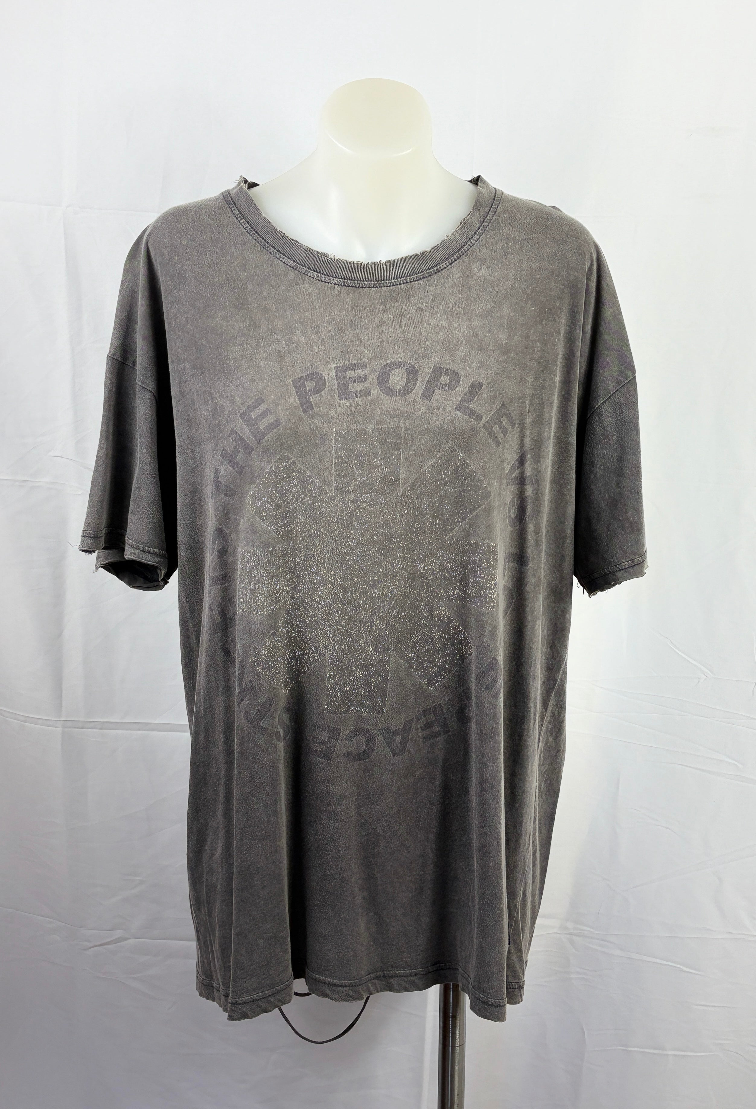 The People vs Distressed Look Graphic Tee