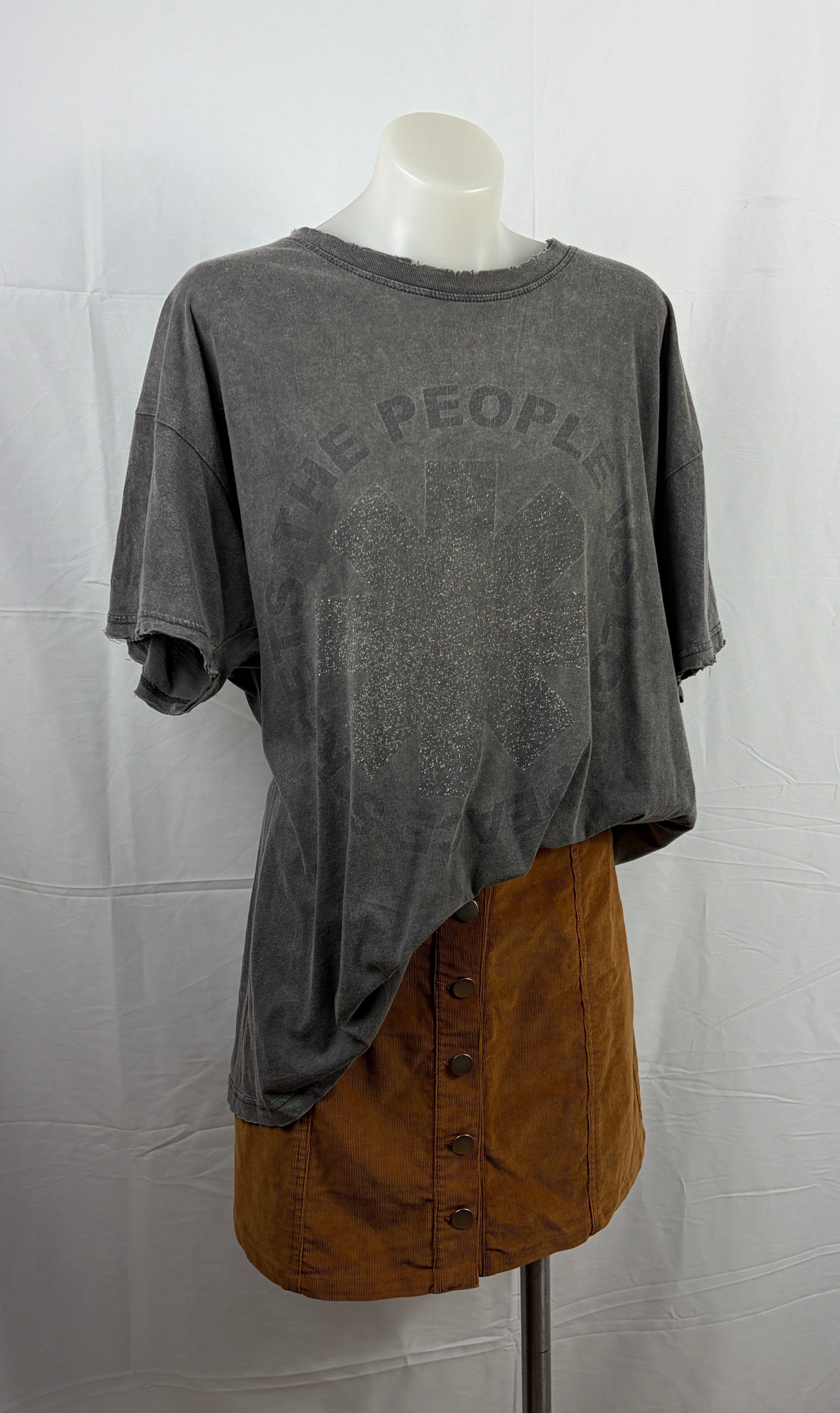 The People vs Distressed Look Graphic Tee
