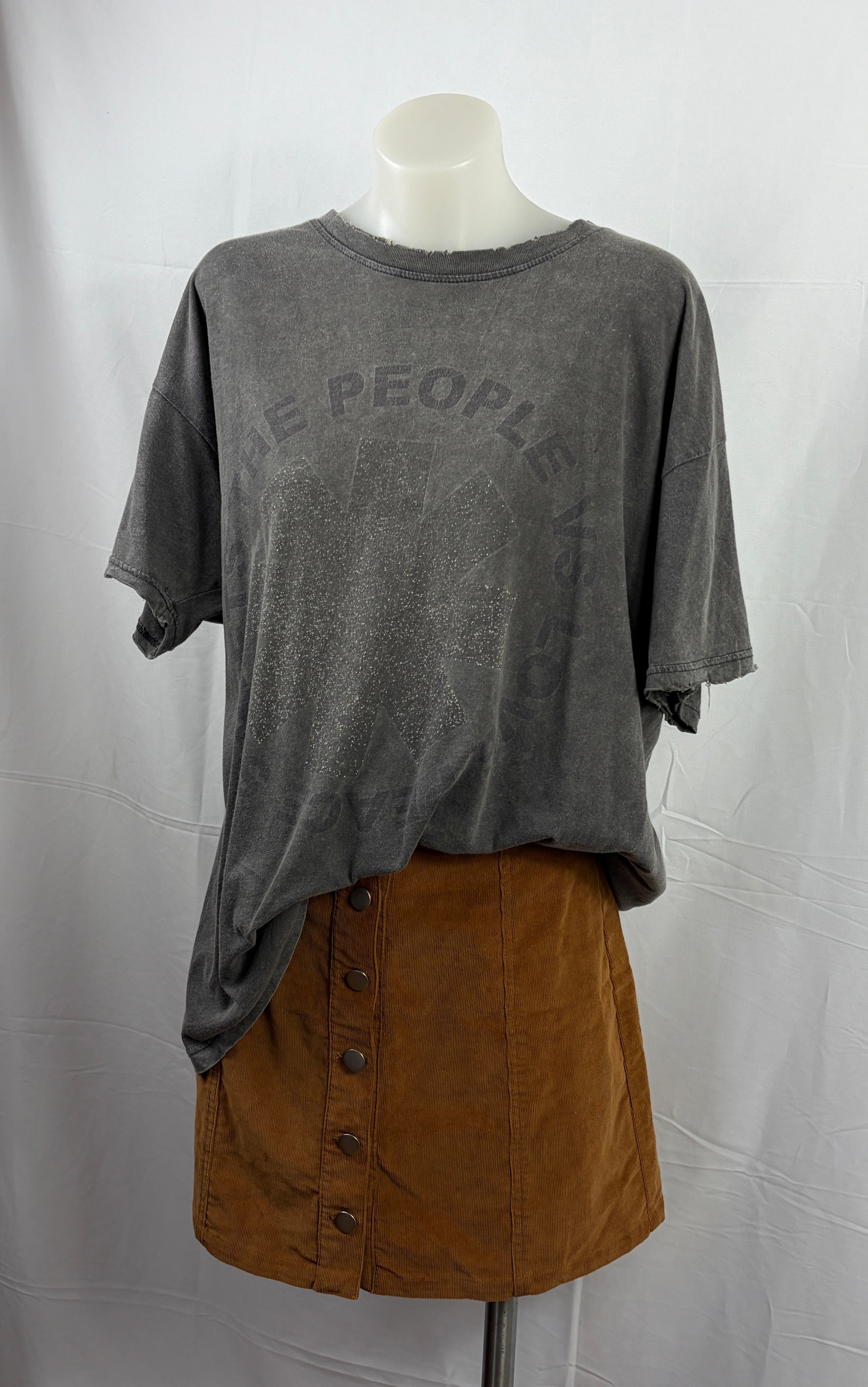 The People vs Distressed Look Graphic Tee