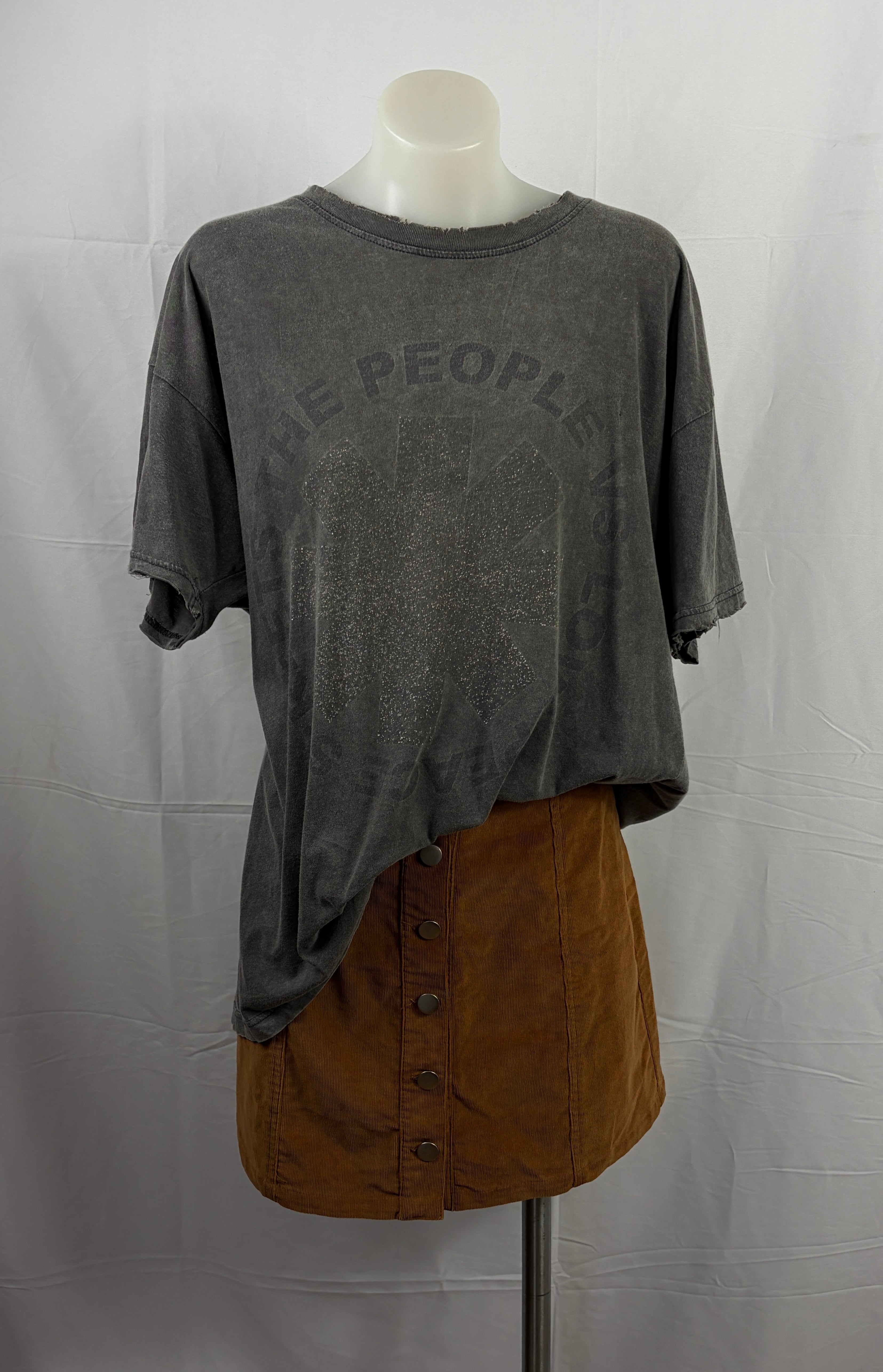 The People vs Distressed Look Graphic Tee