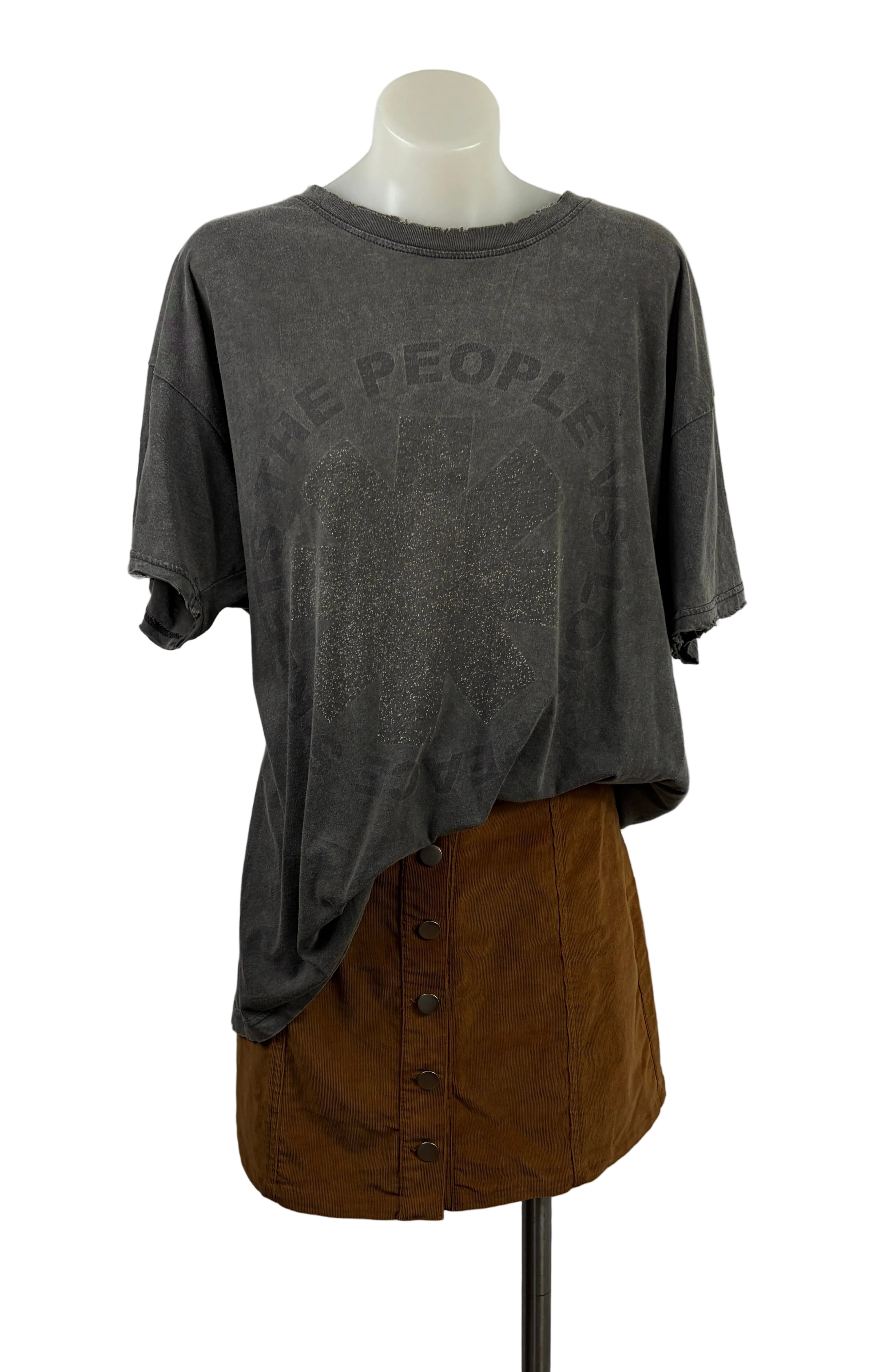 The People vs Distressed Look Graphic Tee