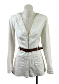 White Denim Long Sleeve Play Suit