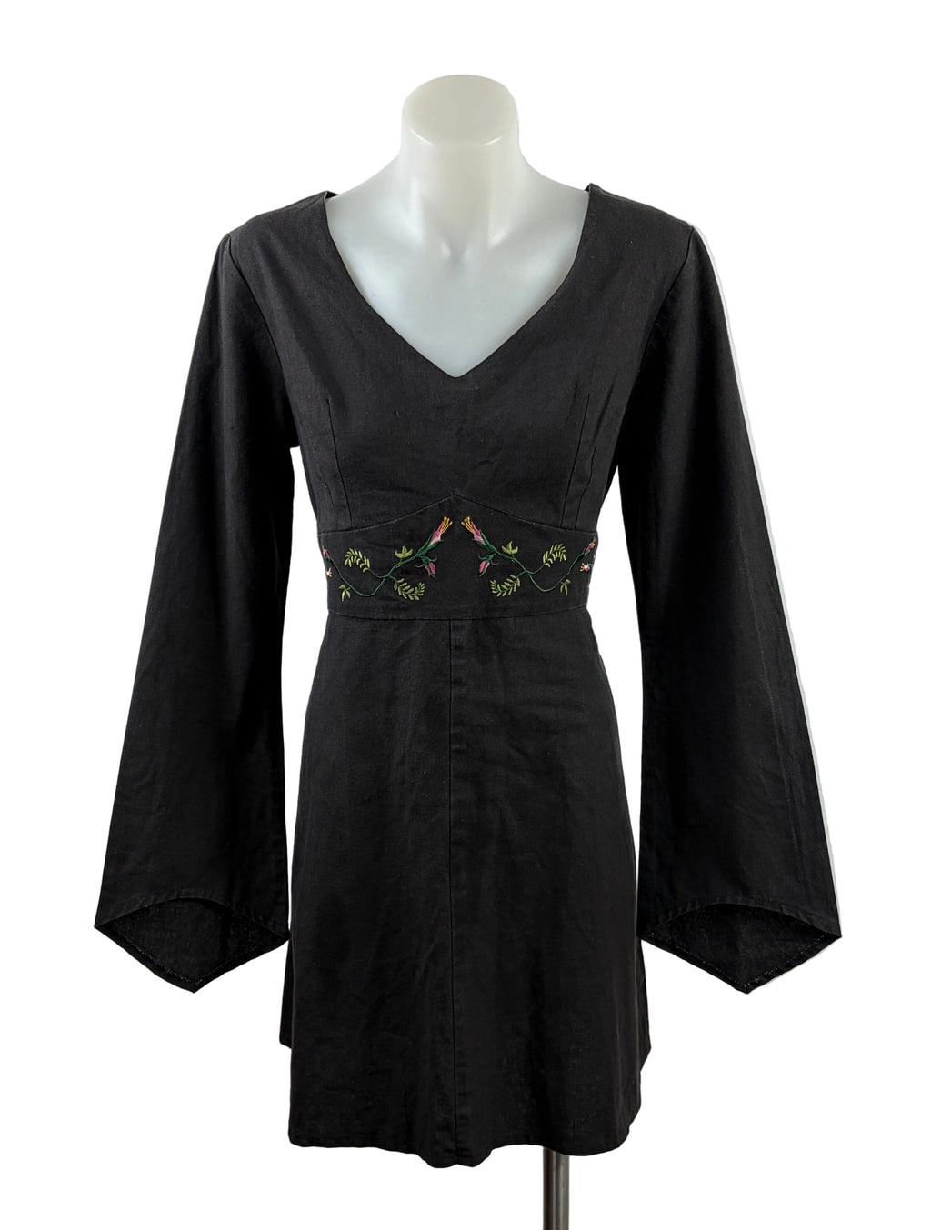 Thumbelene Embroidered Bell Sleeve Mini Dress, size 10 – preloved at Second Signature