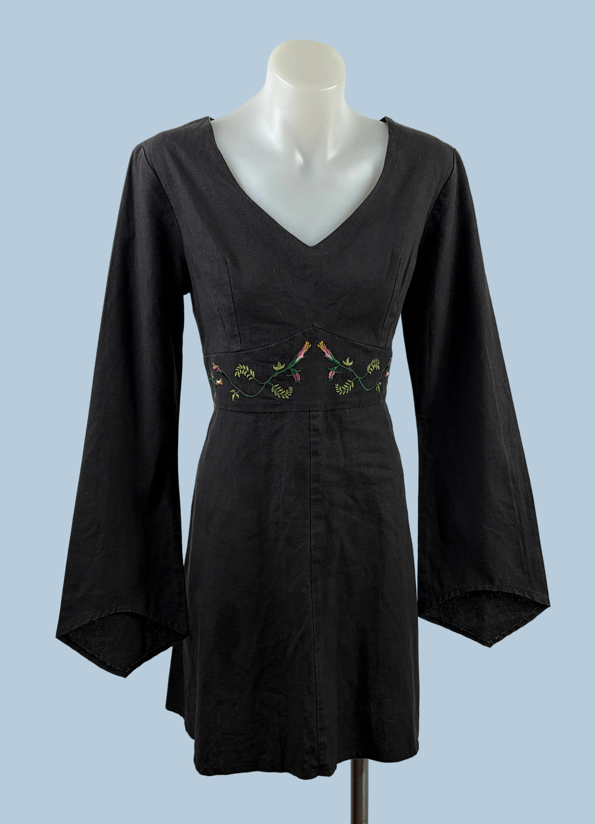 Thumbelene Embroidered Bell Sleeve Mini Dress – view 4 of 5