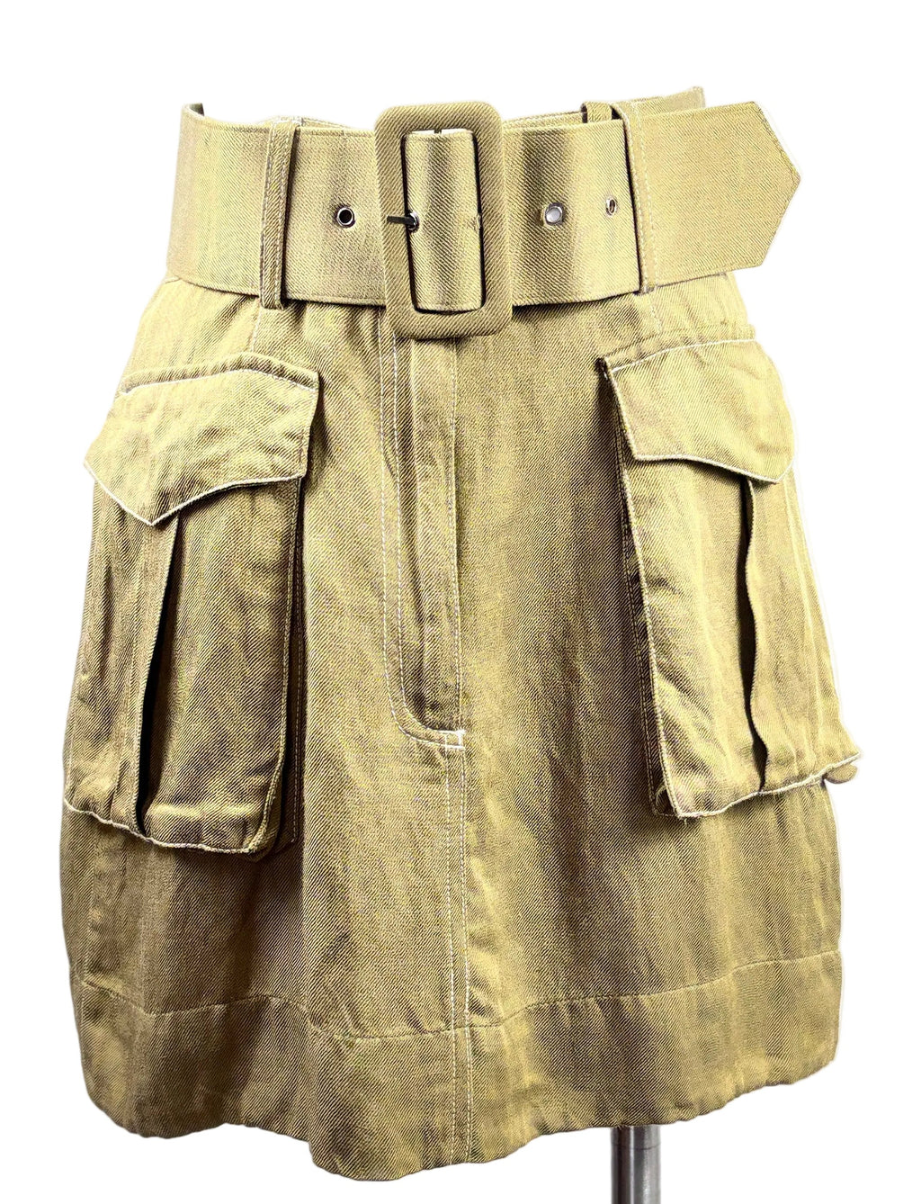 Shona Joy | Ellington Cargo Miniskirt | Olive Linen | Size 6