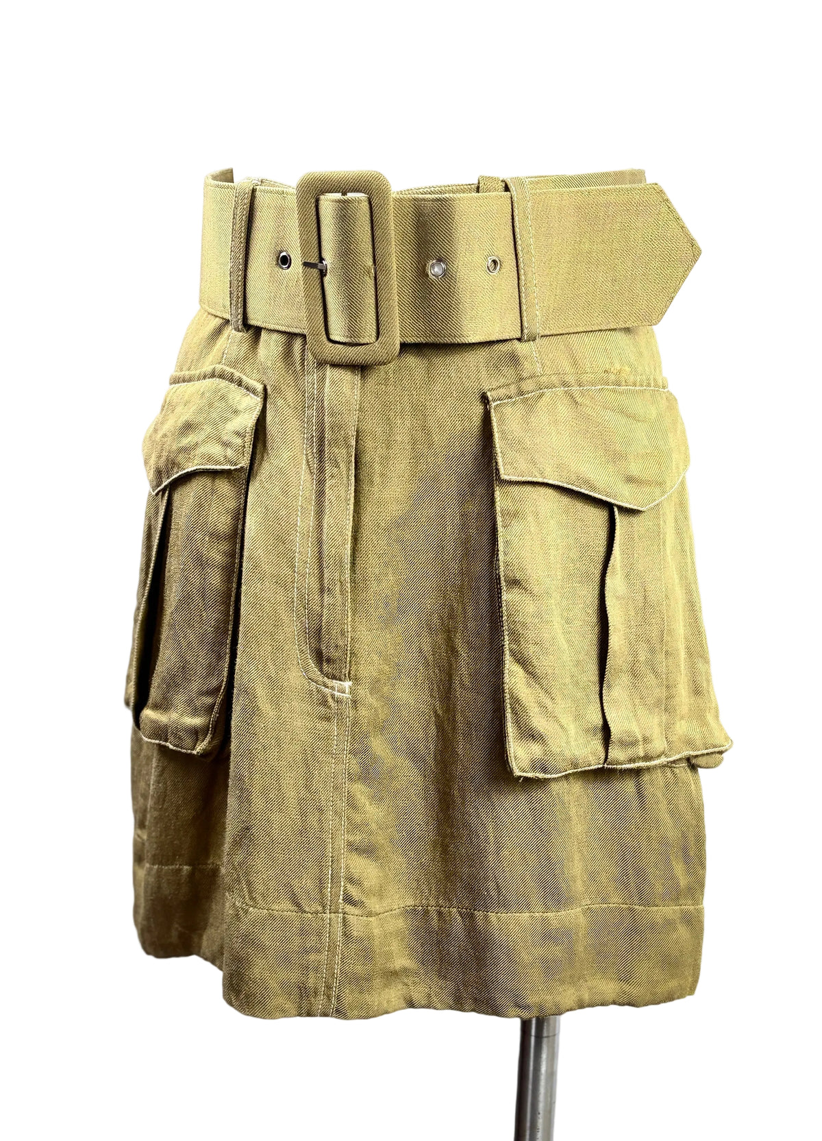 Shona Joy | Ellington Cargo Miniskirt | Olive Linen | Size 6