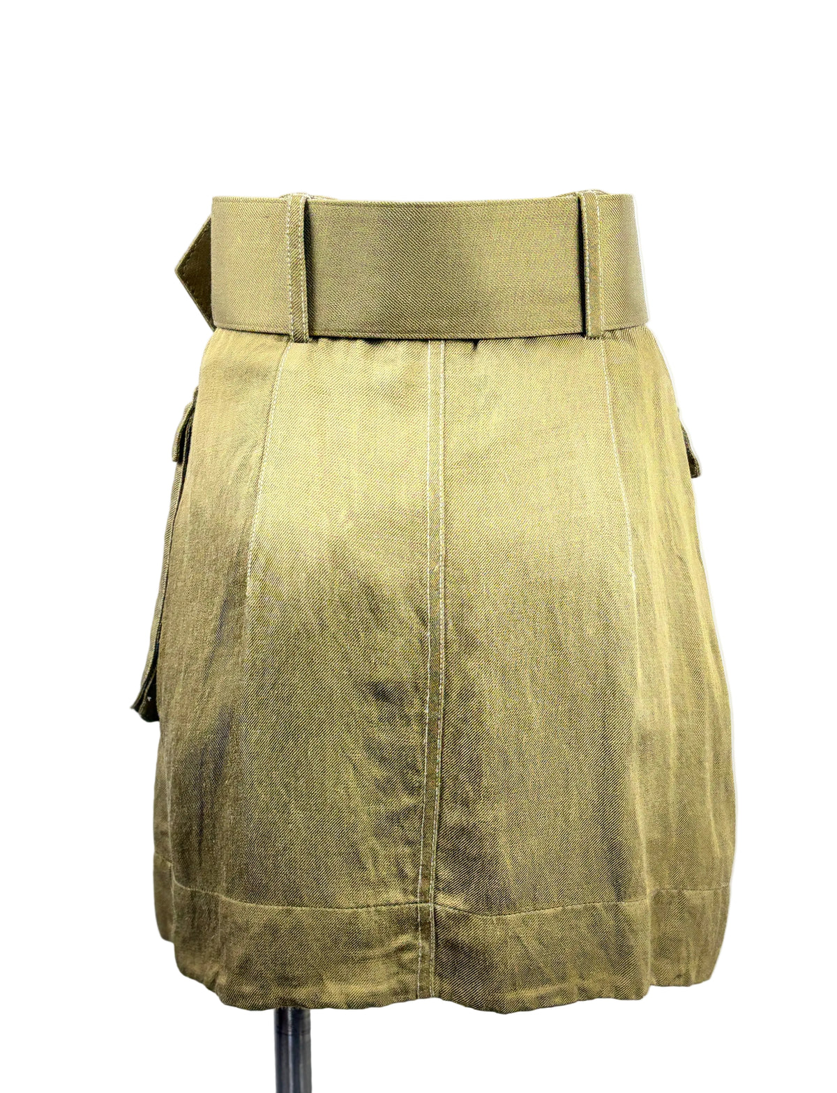 Shona Joy | Ellington Cargo Miniskirt | Olive Linen | Size 6