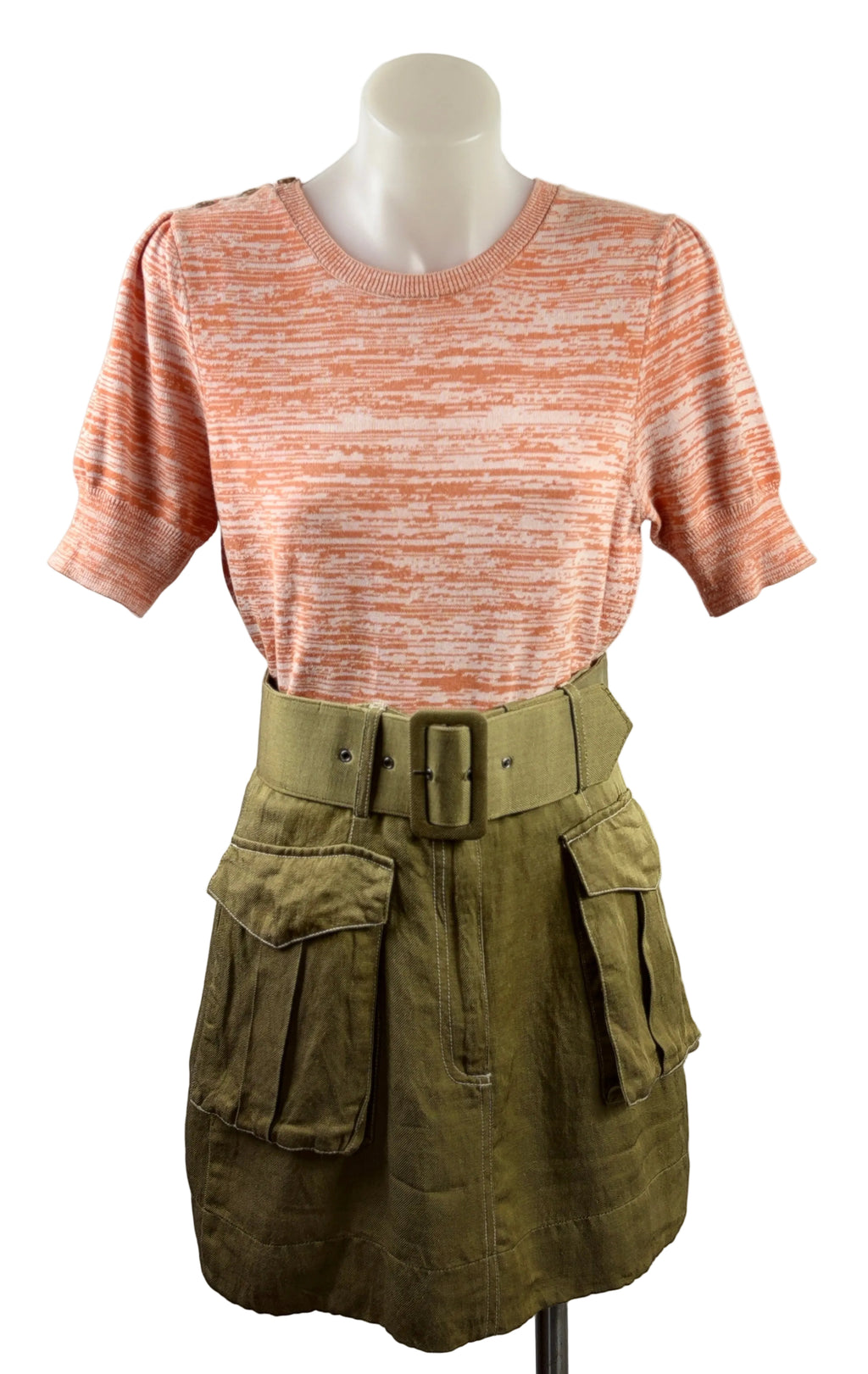 Shona Joy | Ellington Cargo Miniskirt | Olive Linen | Size 6