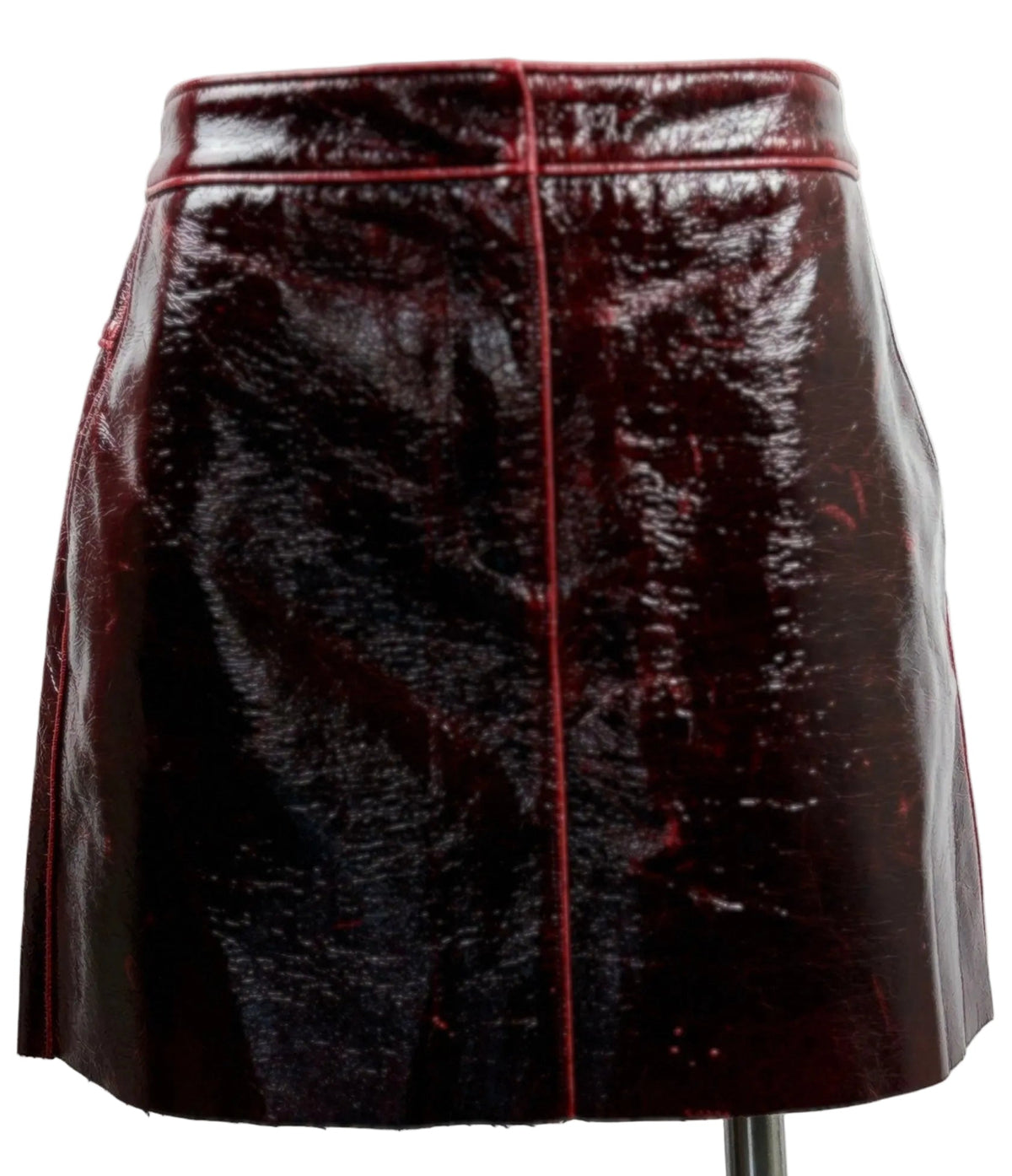 Tibi | Patent Coated Wool Blend Miniskirt | Oxblood | Size 6