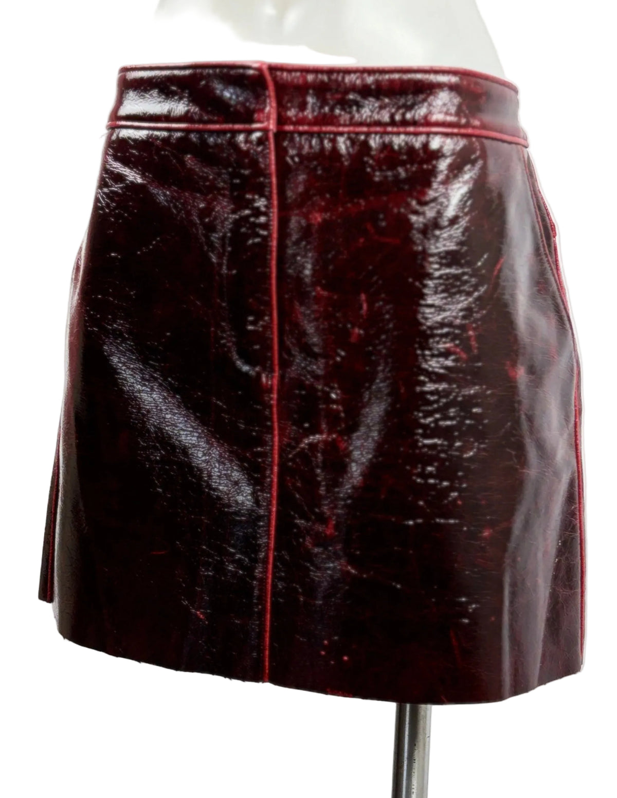 Tibi | Patent Coated Wool Blend Miniskirt | Oxblood | Size 6