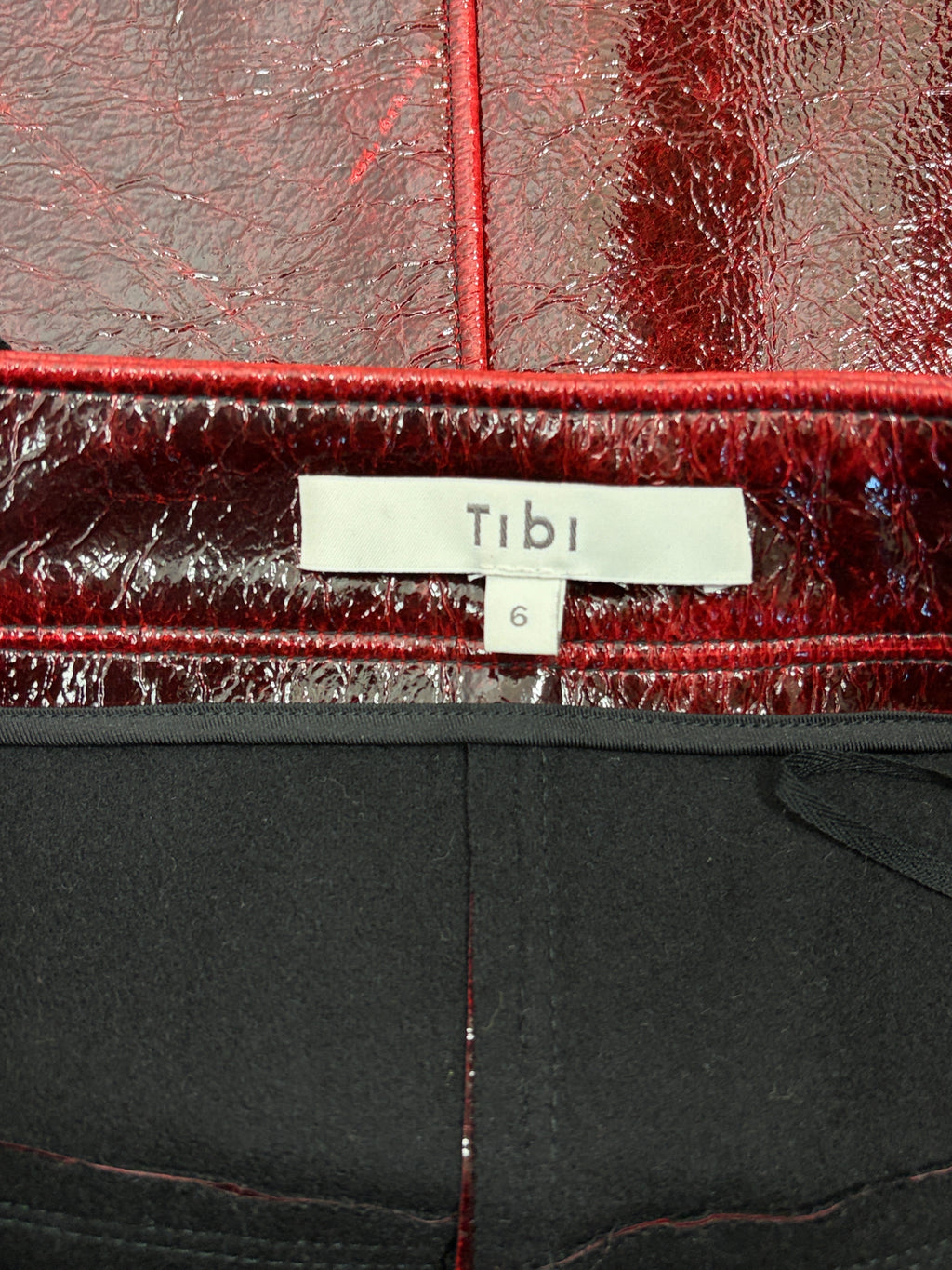 Tibi | Patent Coated Wool Blend Miniskirt | Oxblood | Size 6