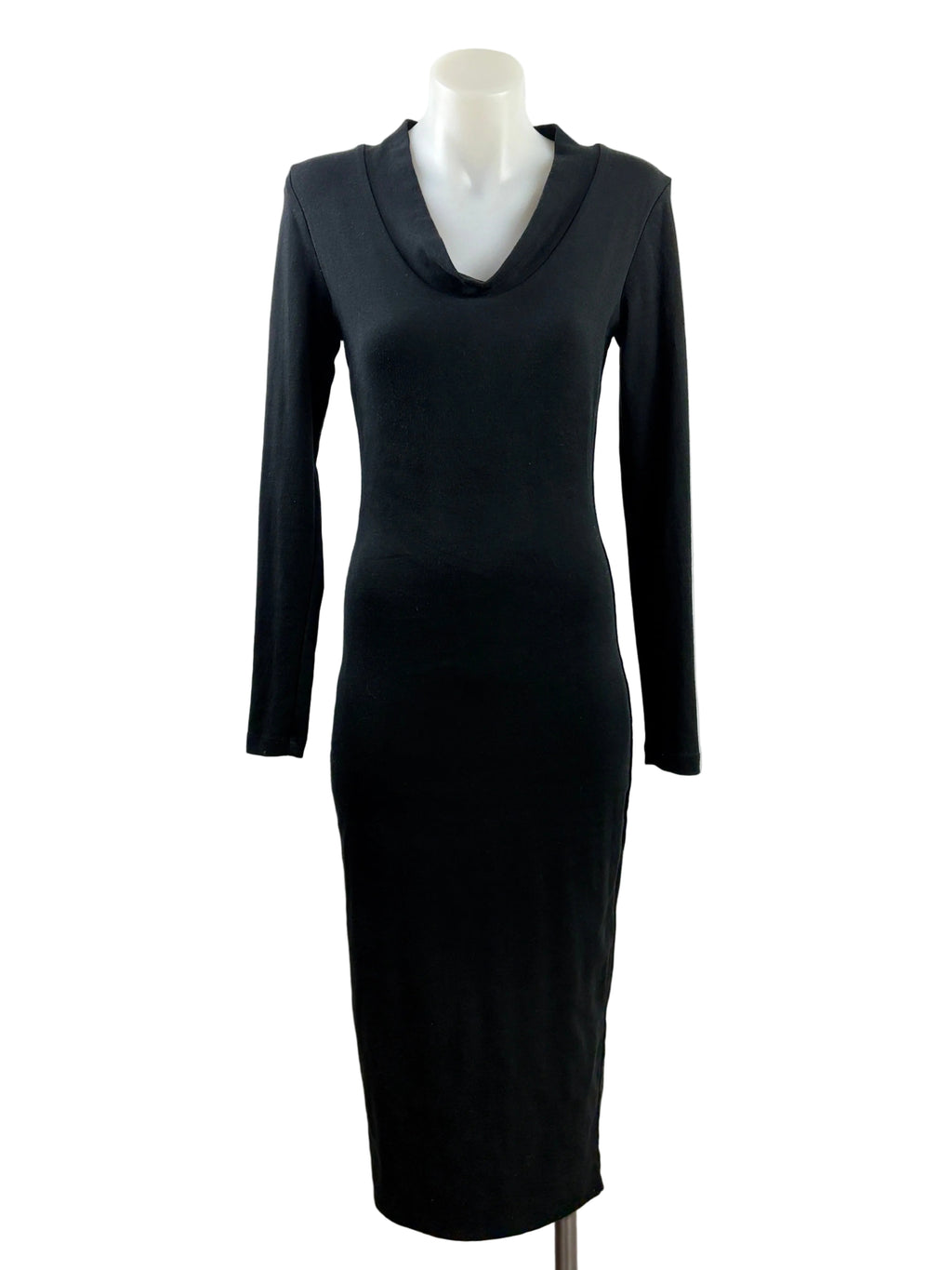 Kookai | Cowl Neck Bodycon Midi Dress | Black | Size 10