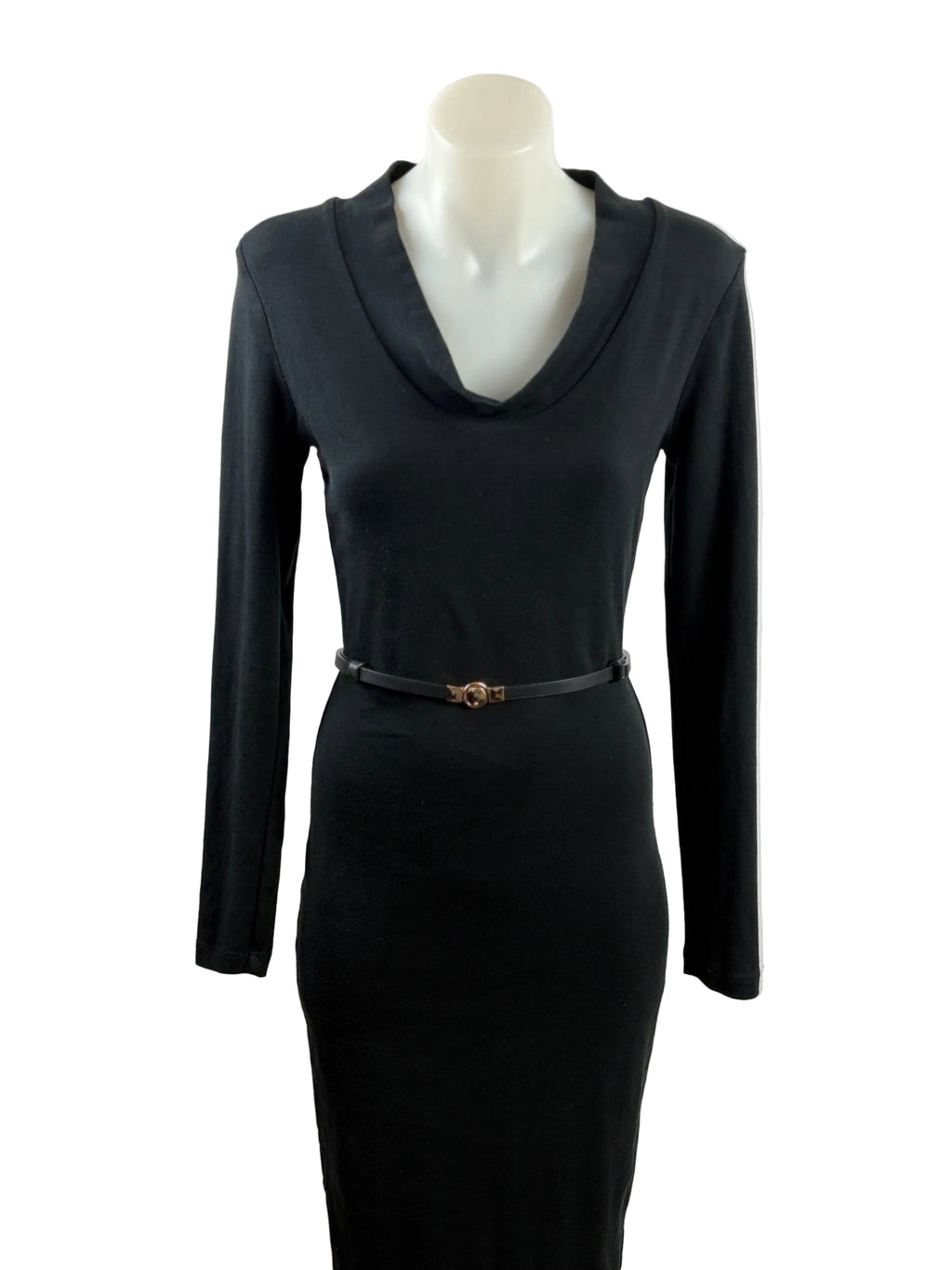 Kookai | Cowl Neck Bodycon Midi Dress | Black | Size 10