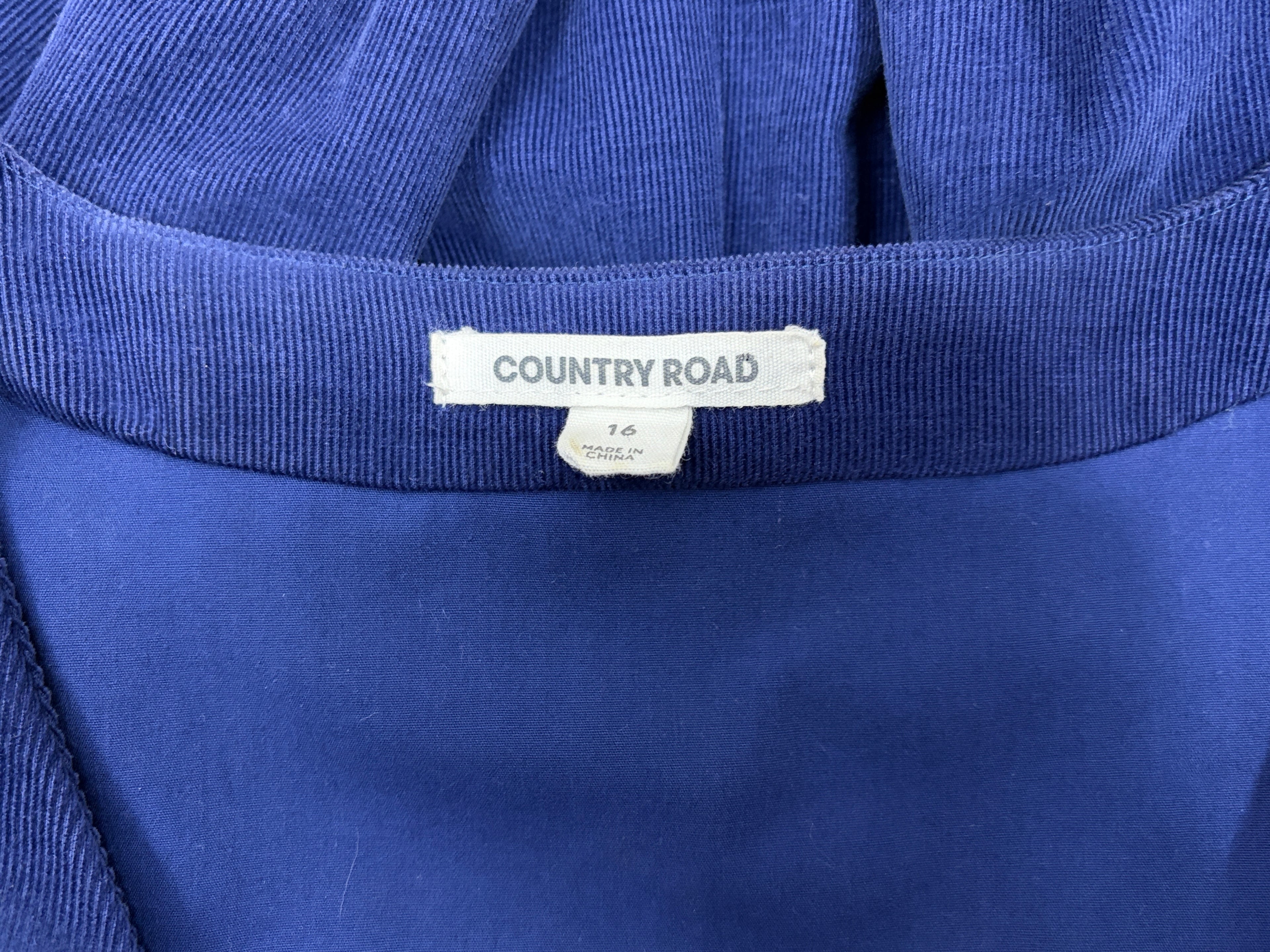Country Road Blue Thin Corduroy Ruffle Wrap Dress
