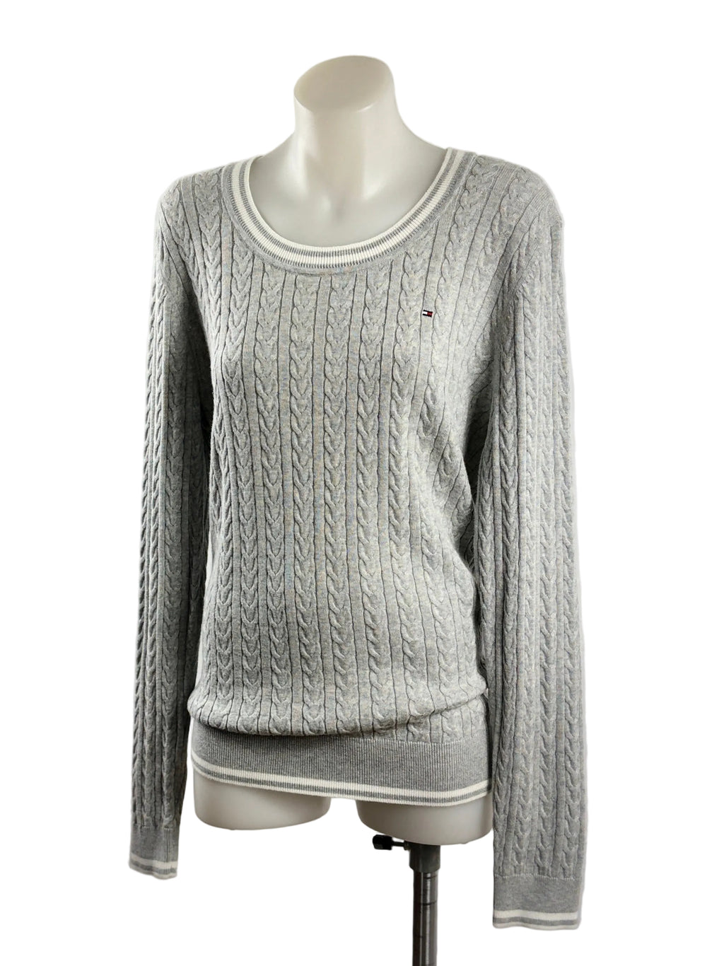 Tommy Hilfiger | Cable Knit Crew Neck Jumper | Grey | Size L