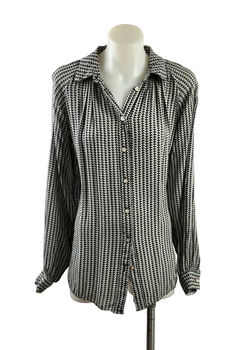 Reiss | Houndstooth Button-Up Shirt | Size 6