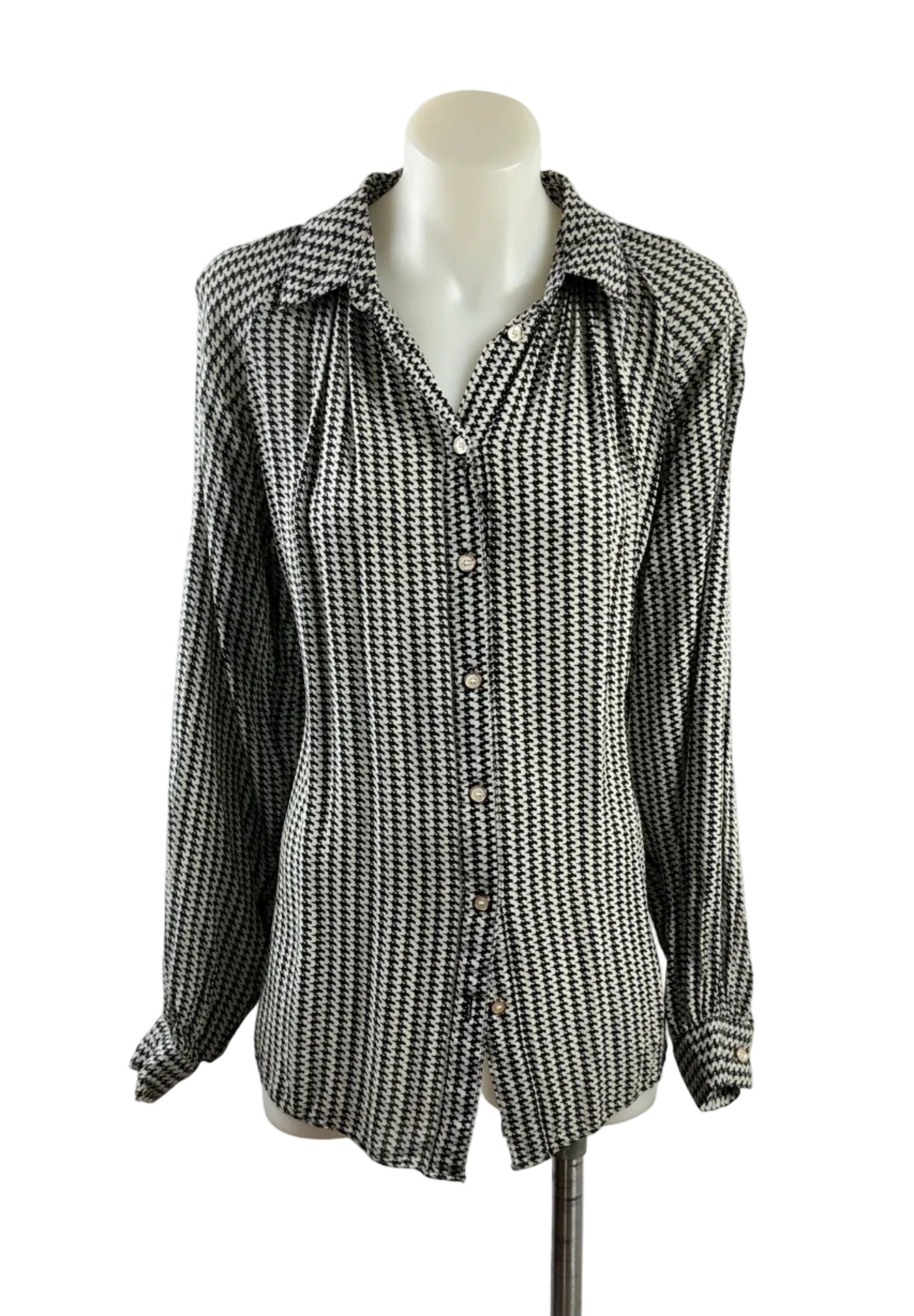Reiss | Houndstooth Button-Up Shirt | Size 6