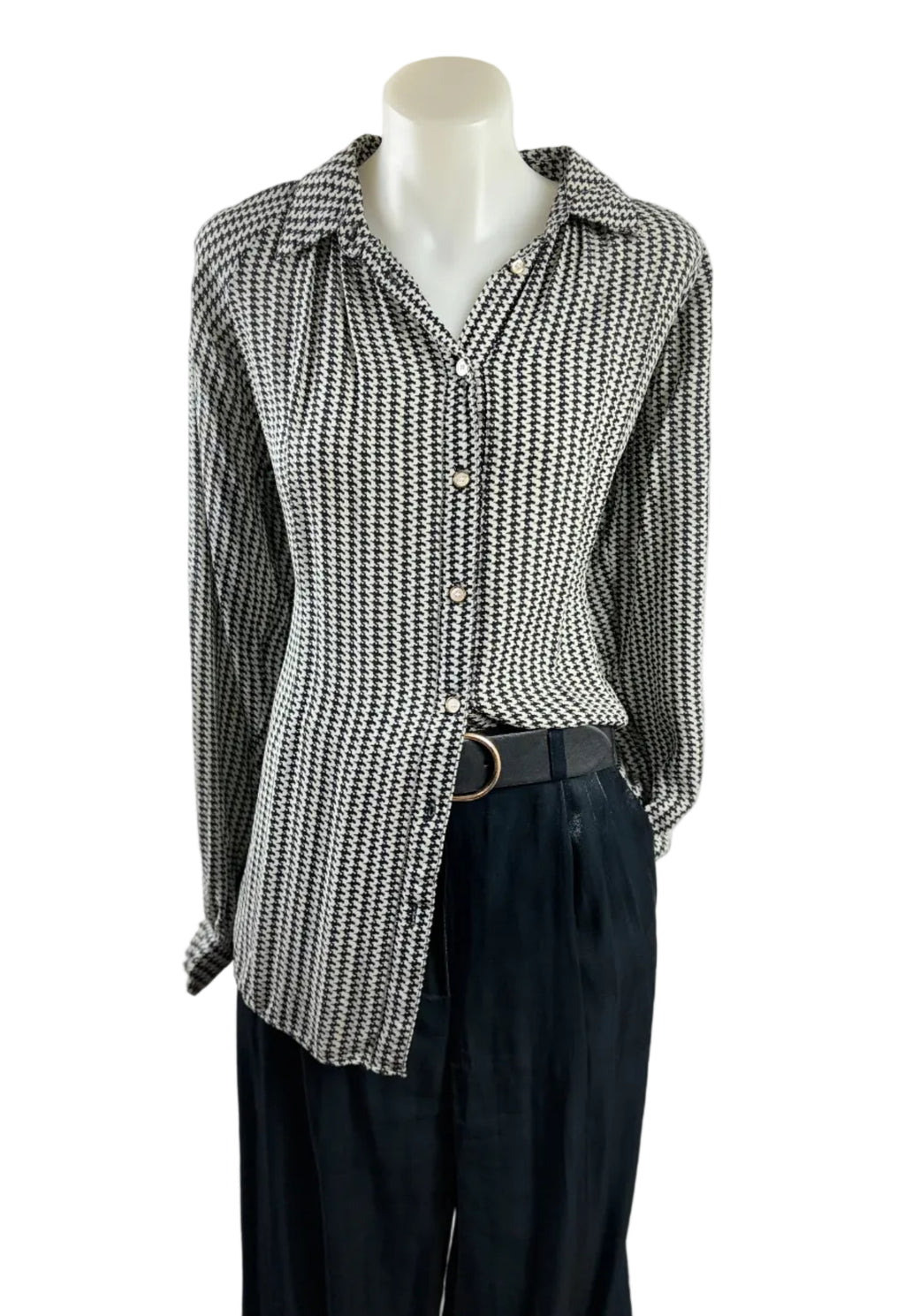 Reiss | Houndstooth Button-Up Shirt | Size 6