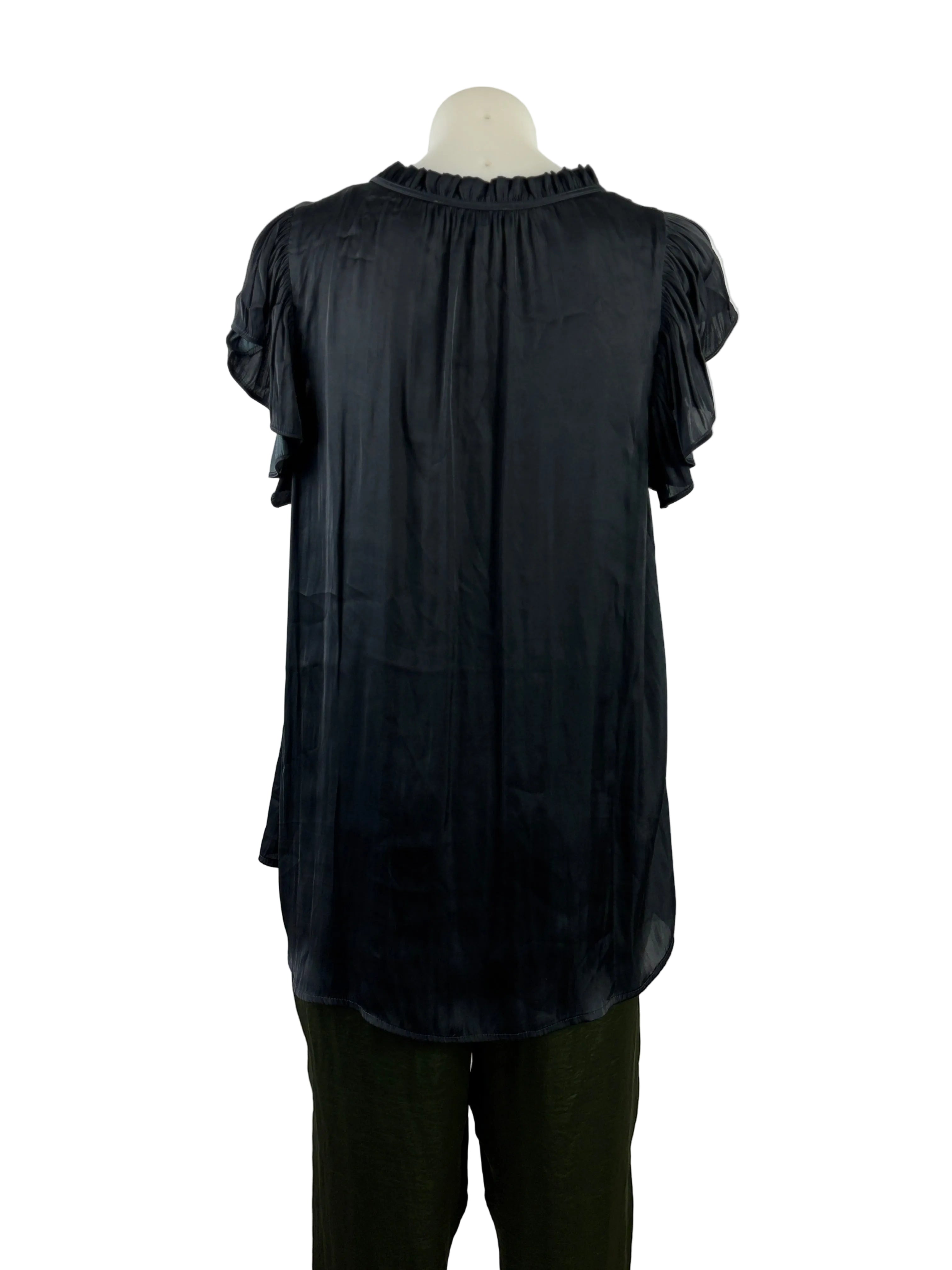 Preview | Satin Tie-Neck Blouse | Black Size 14
