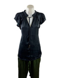Preview | Satin Tie-Neck Blouse | Black Size 14