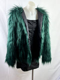 Shaggy Long-Pile Faux Fur Jacket | Emerald Green | M