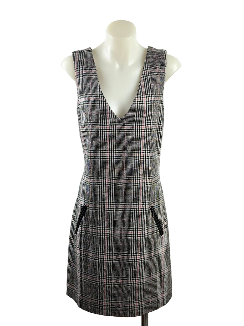 Redherring | Prince of Wales Check Pinafore Dress | Grey, Black & Pink