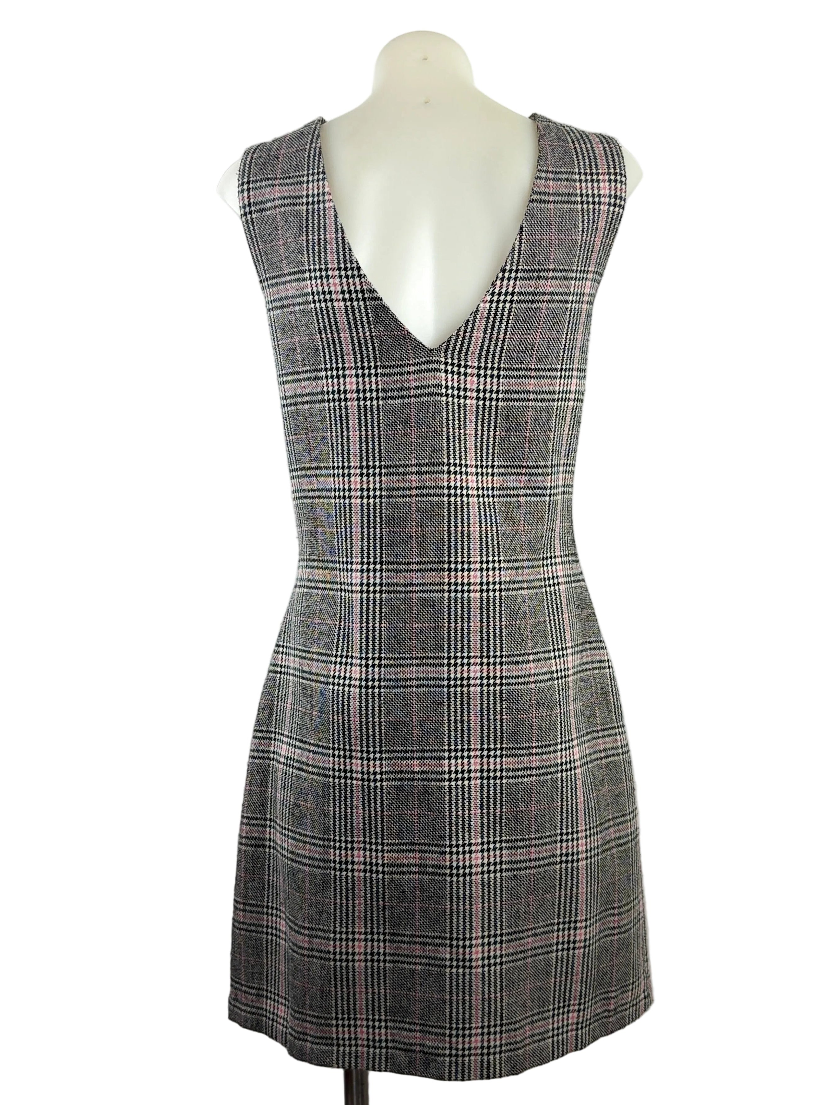Redherring | Prince of Wales Check Pinafore Dress | Grey, Black & Pink
