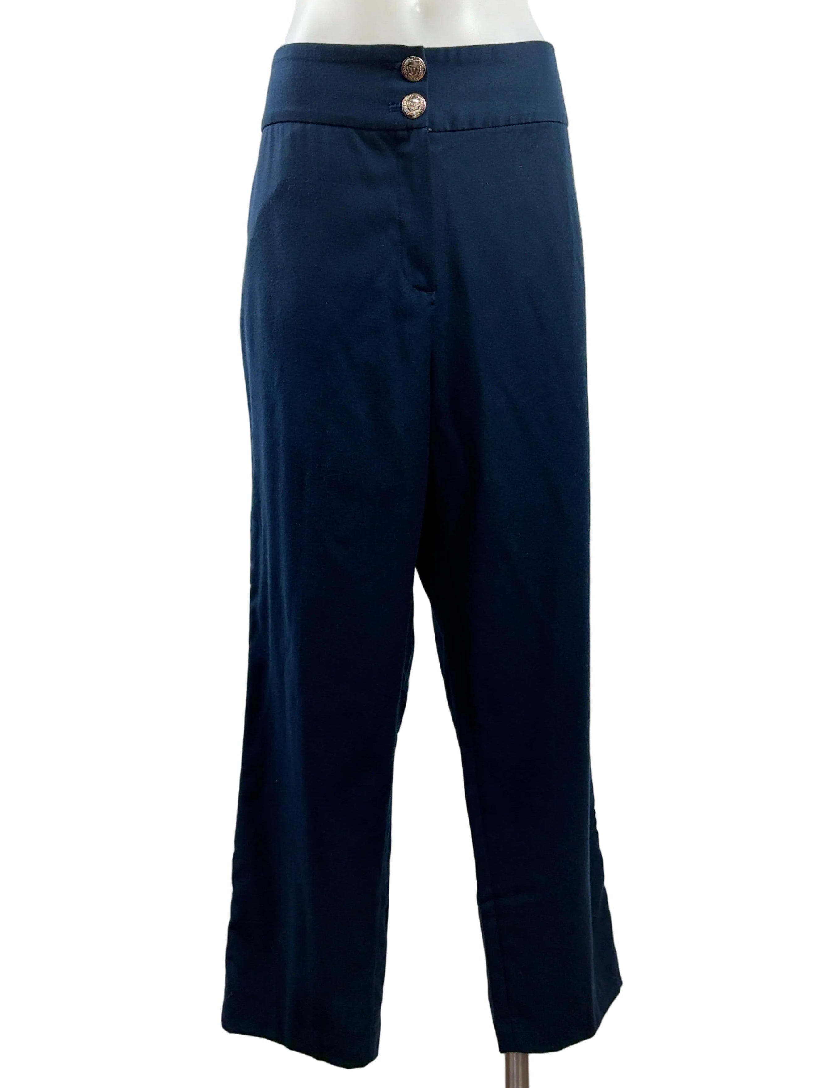 Massimo Dutti Wool Tailored Trousers | Navy | Size EU42