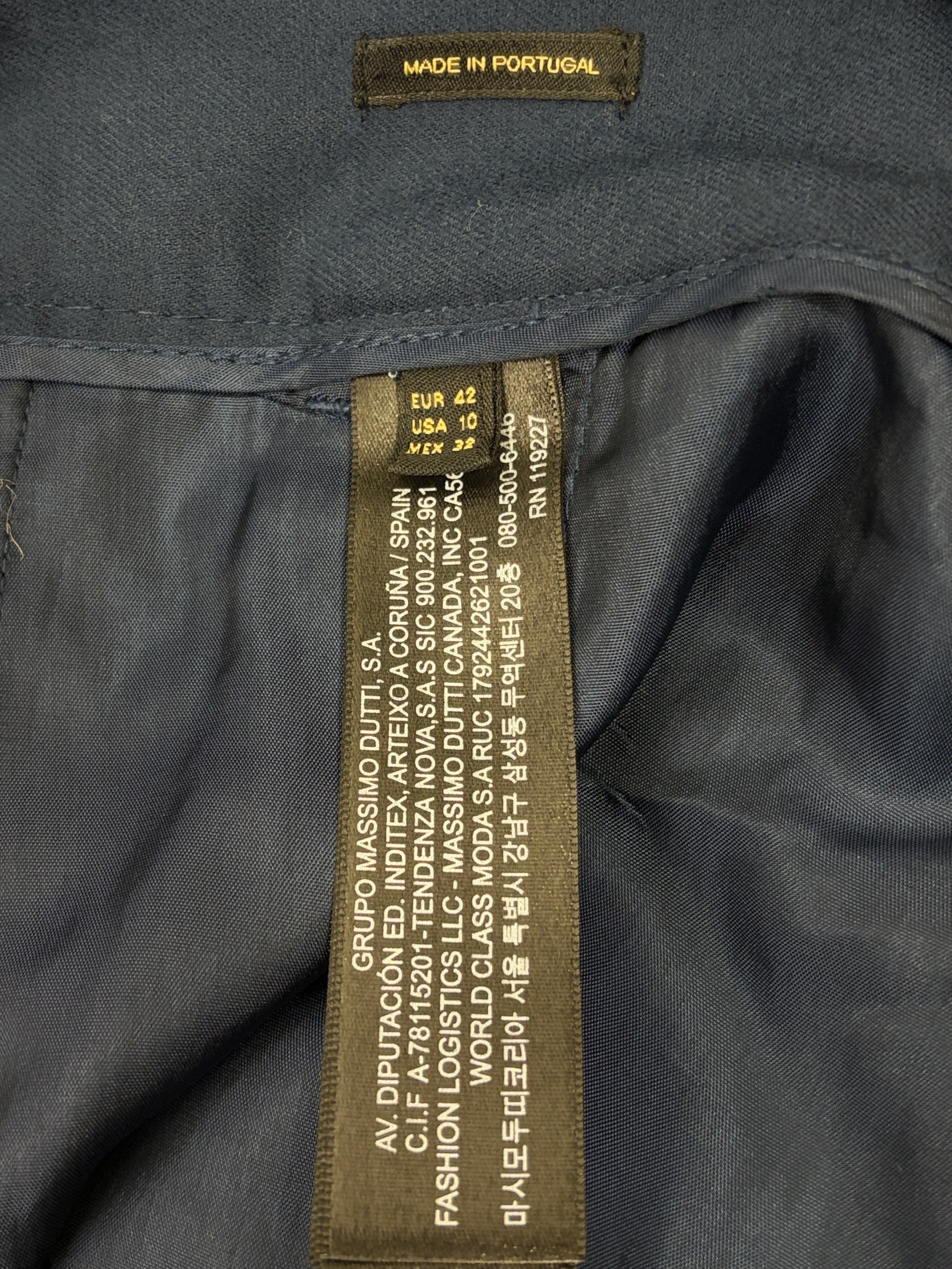 Massimo Dutti Wool Tailored Trousers | Navy | Size EU42