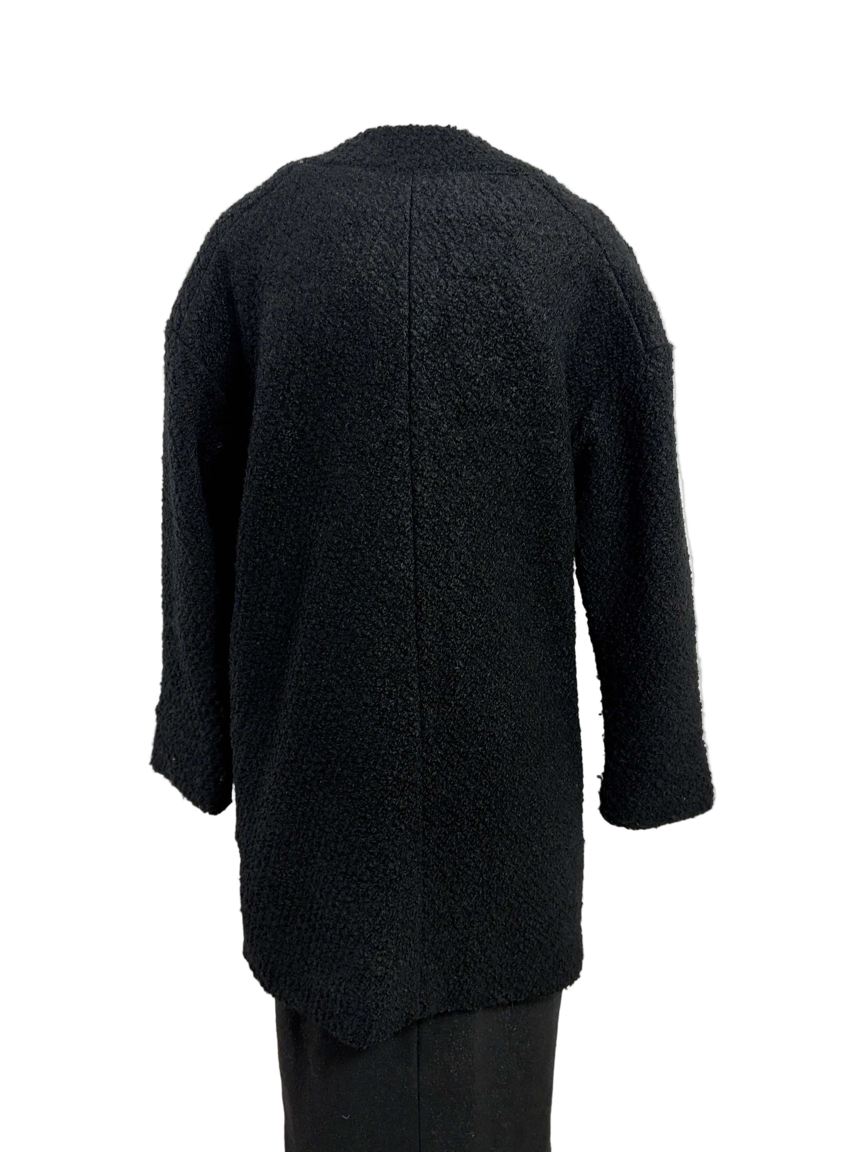 CMNC Woman | Collarless Boucle-Textured Coat | Black | Size S