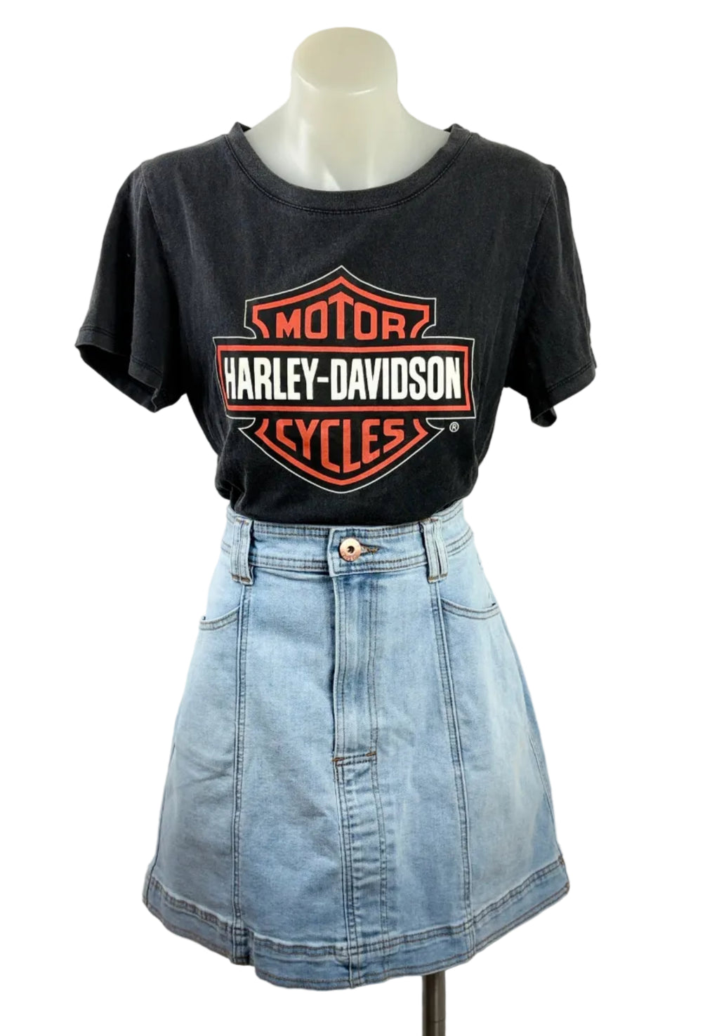 Vintage Style Harley Davidson Crop Tee - Size XS