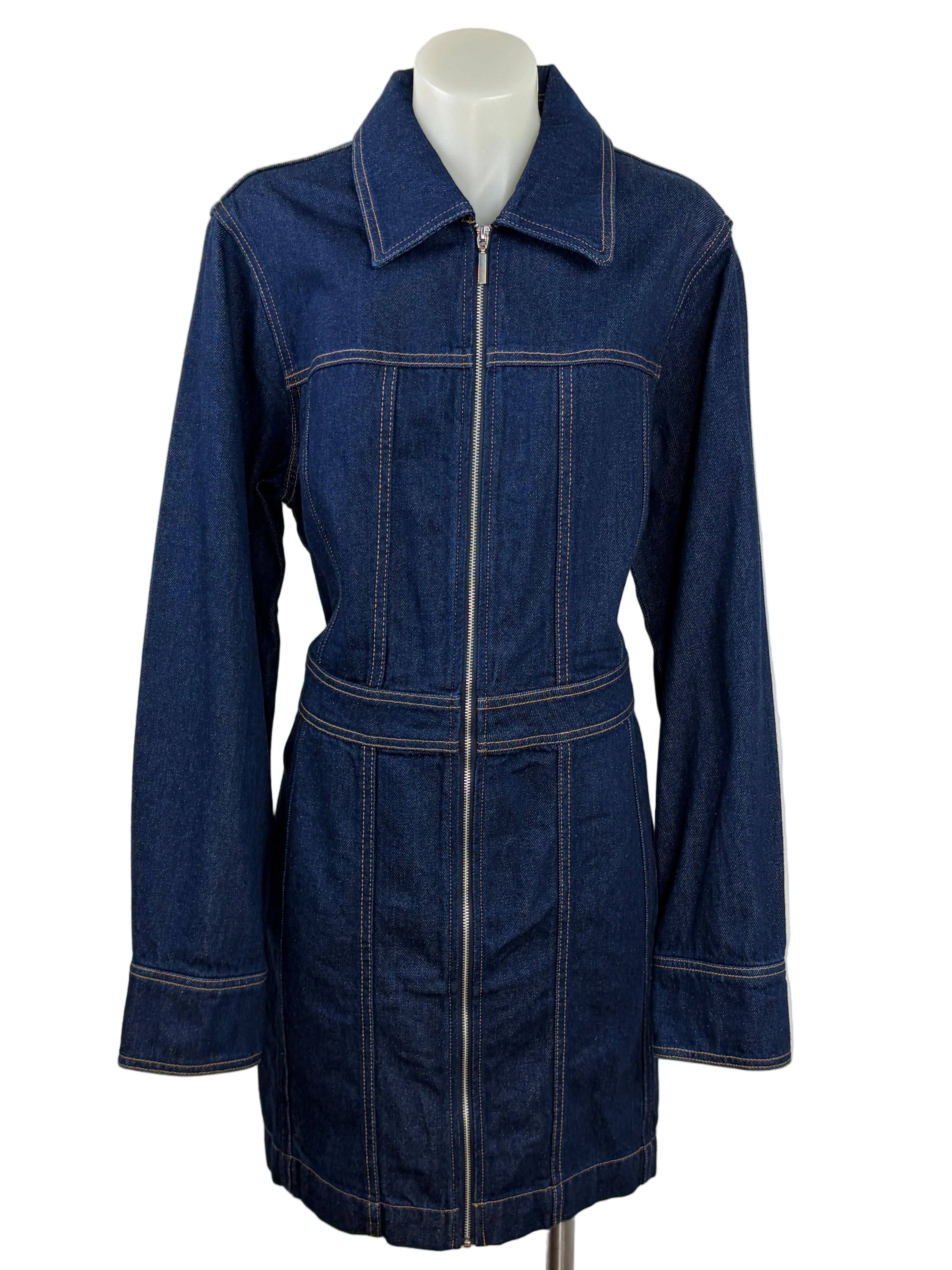 Witchery | Zip-Front Shirt Dress | Navy | Size 14