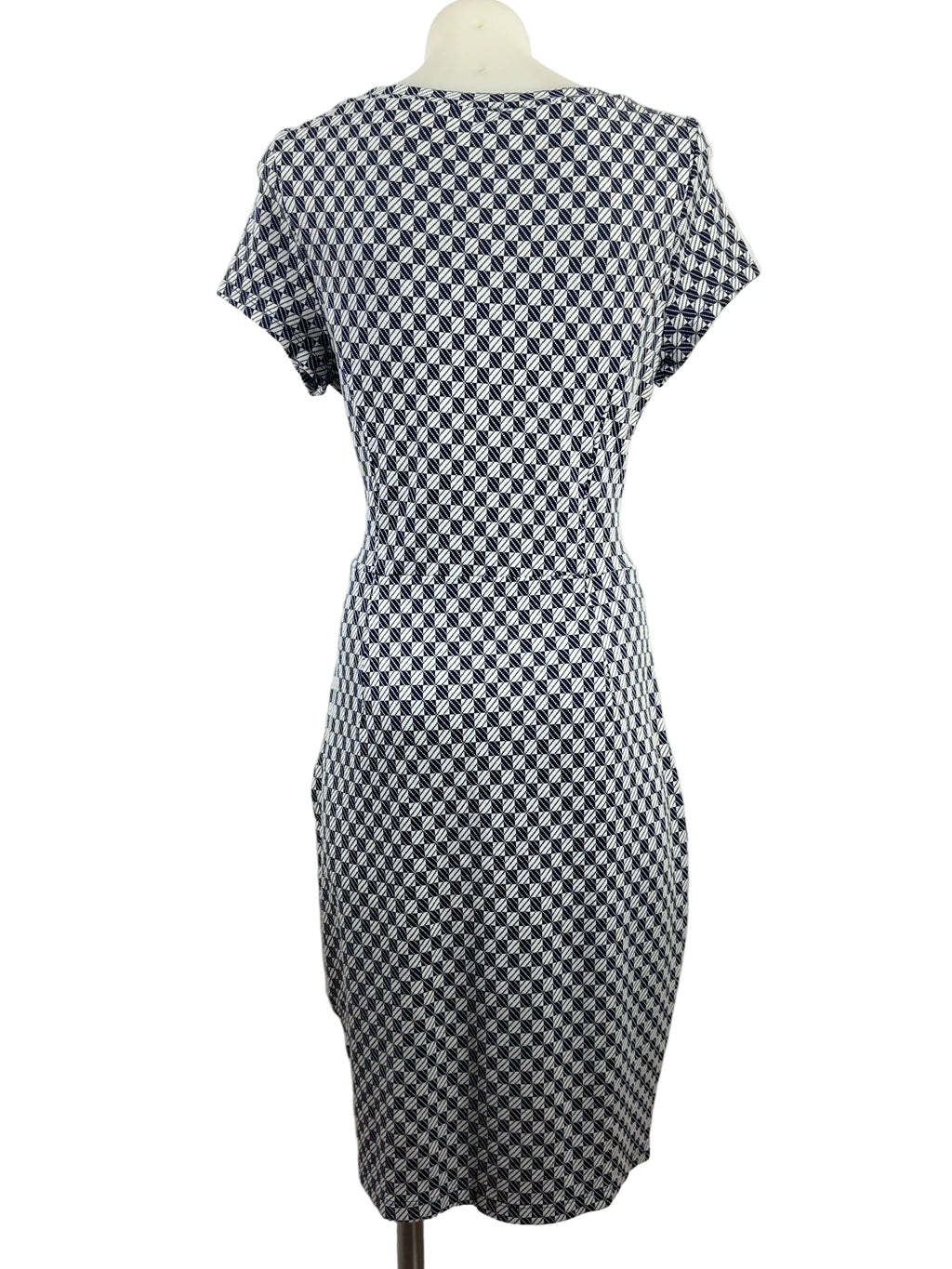 Metalicus | Geometric Print Midi Dress | Navy & White | One Size