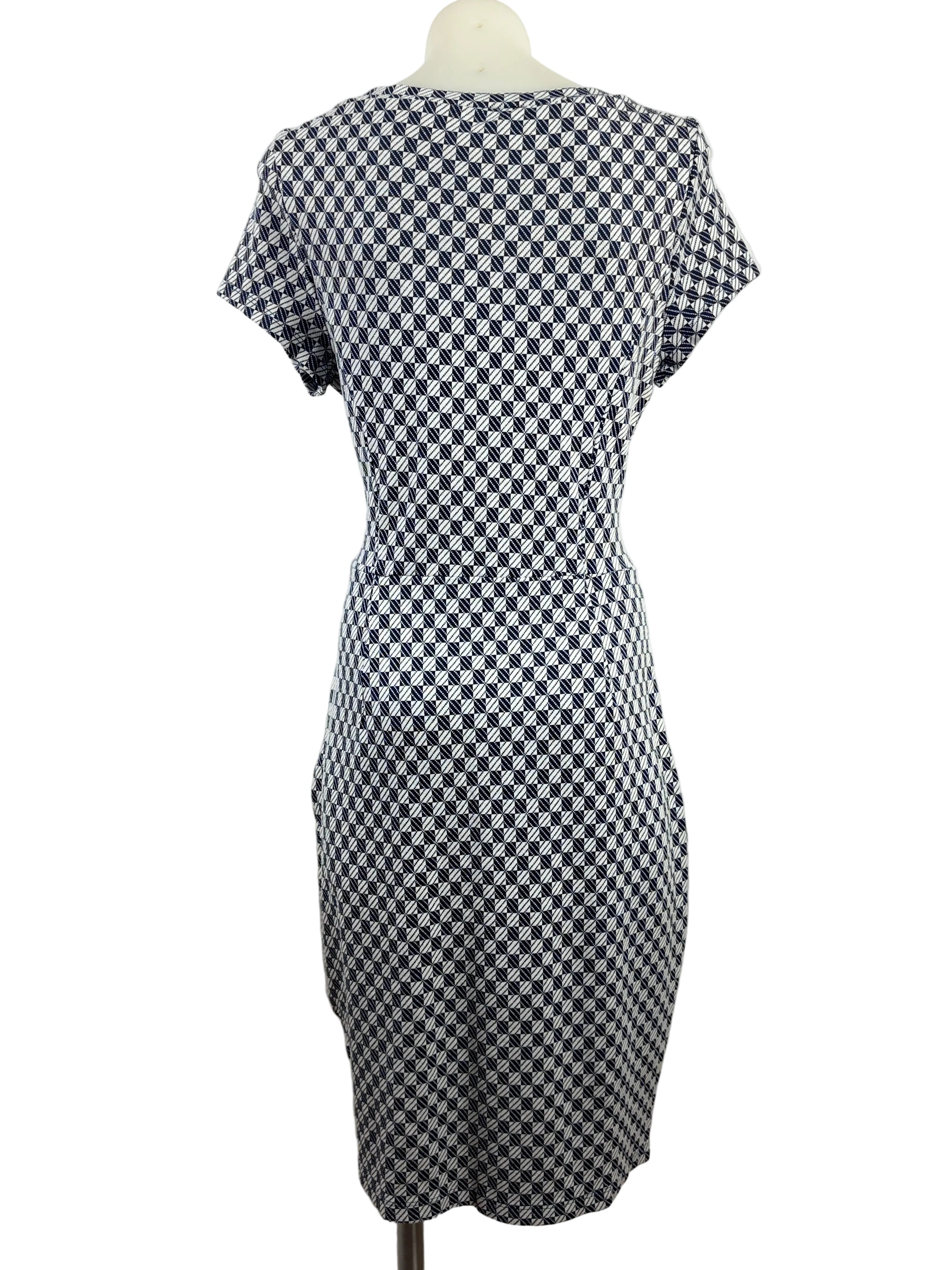 Metalicus | Geometric Print Midi Dress | Navy & White | One Size