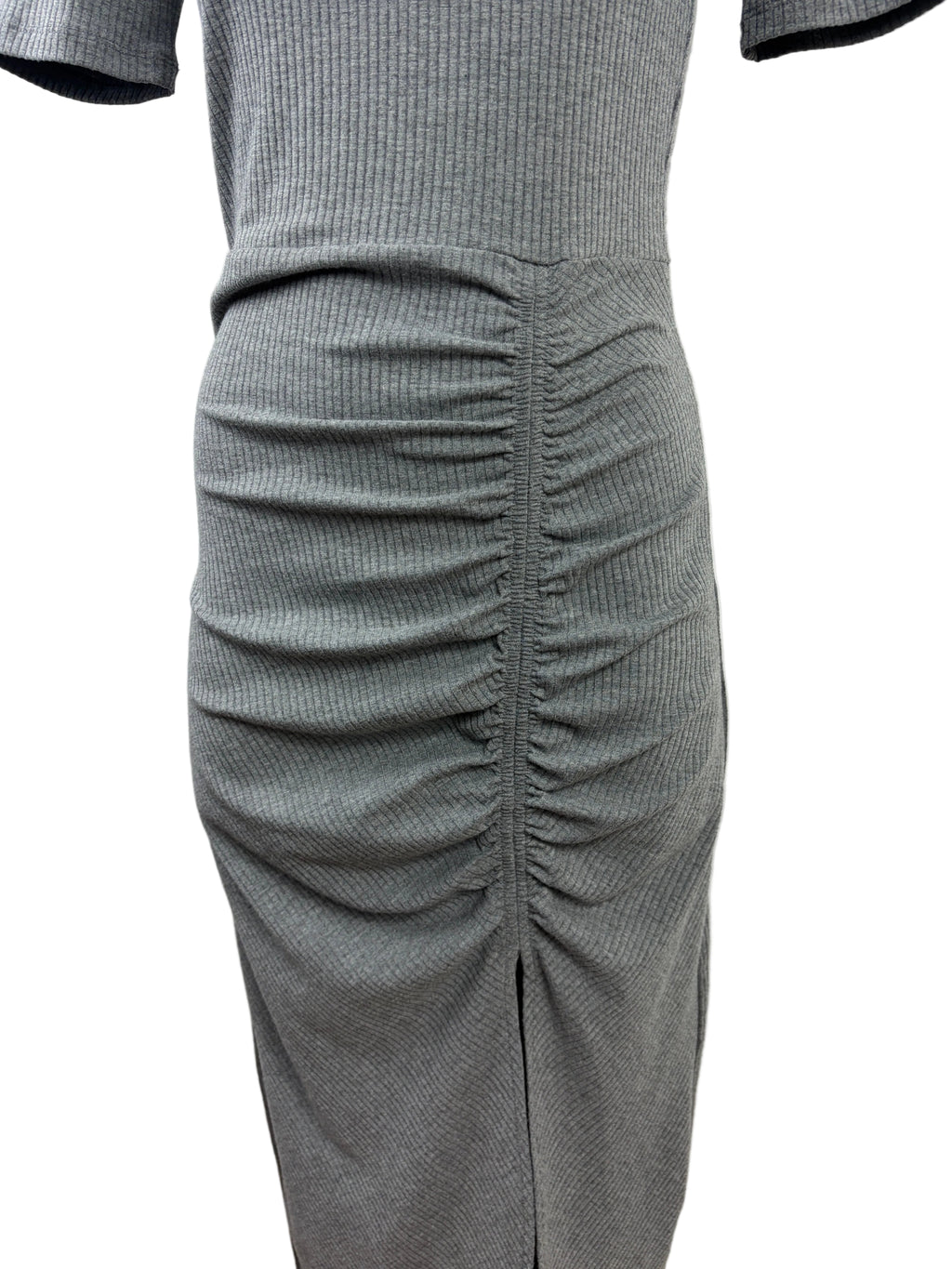Sportsgirl | Ruched Midi Dress | Charcoal Grey |Size XS