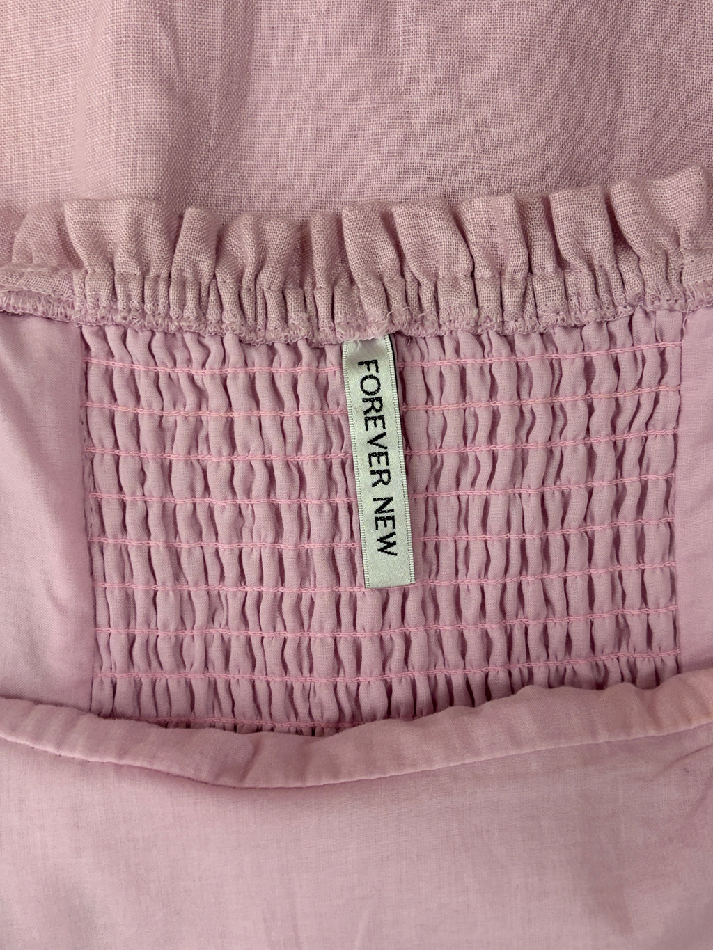 Forever New Linen Puff Sleeve Babydoll Dress in pink – view 5 of 5