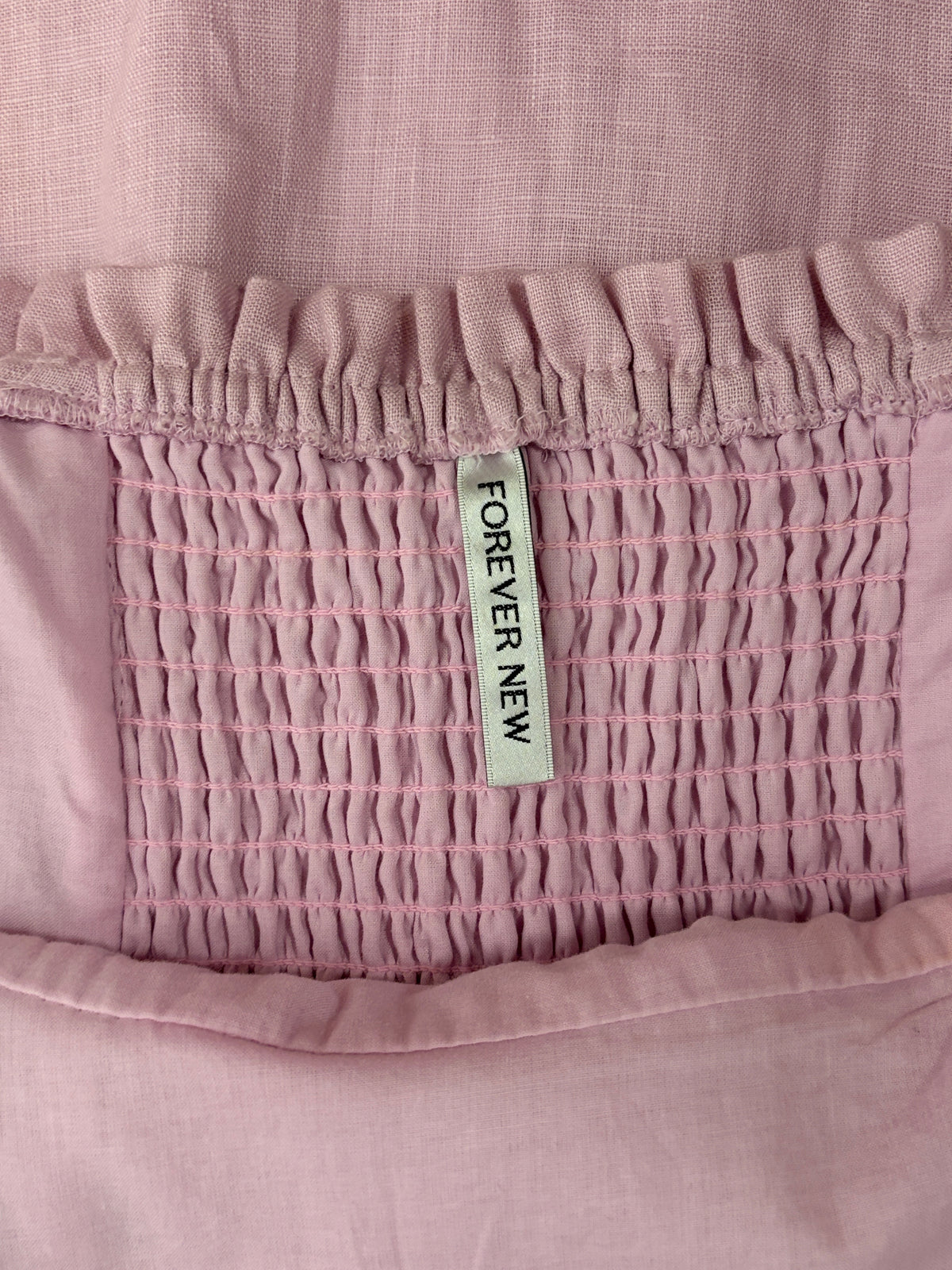Forever New Linen Puff Sleeve Babydoll Dress in pink – view 5 of 5