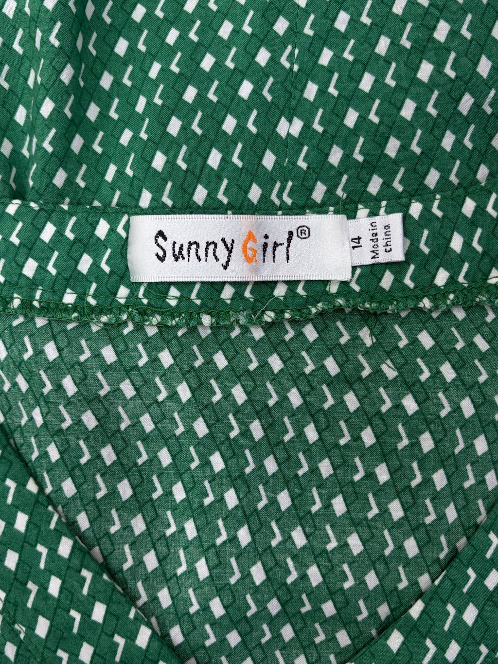 Sunny Girl | Geometric Print Button-Front Dress | Size 14