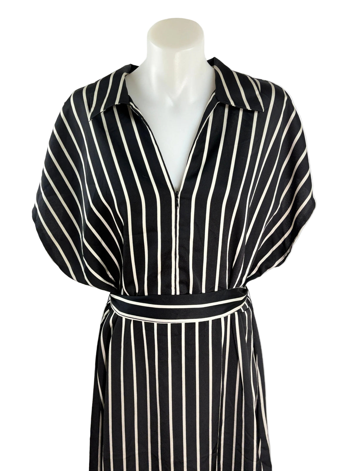 Forcast | Striped Collared Shirt Dress | Black & White | Size 14