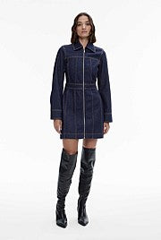 Witchery | Zip-Front Shirt Dress | Navy | Size 14