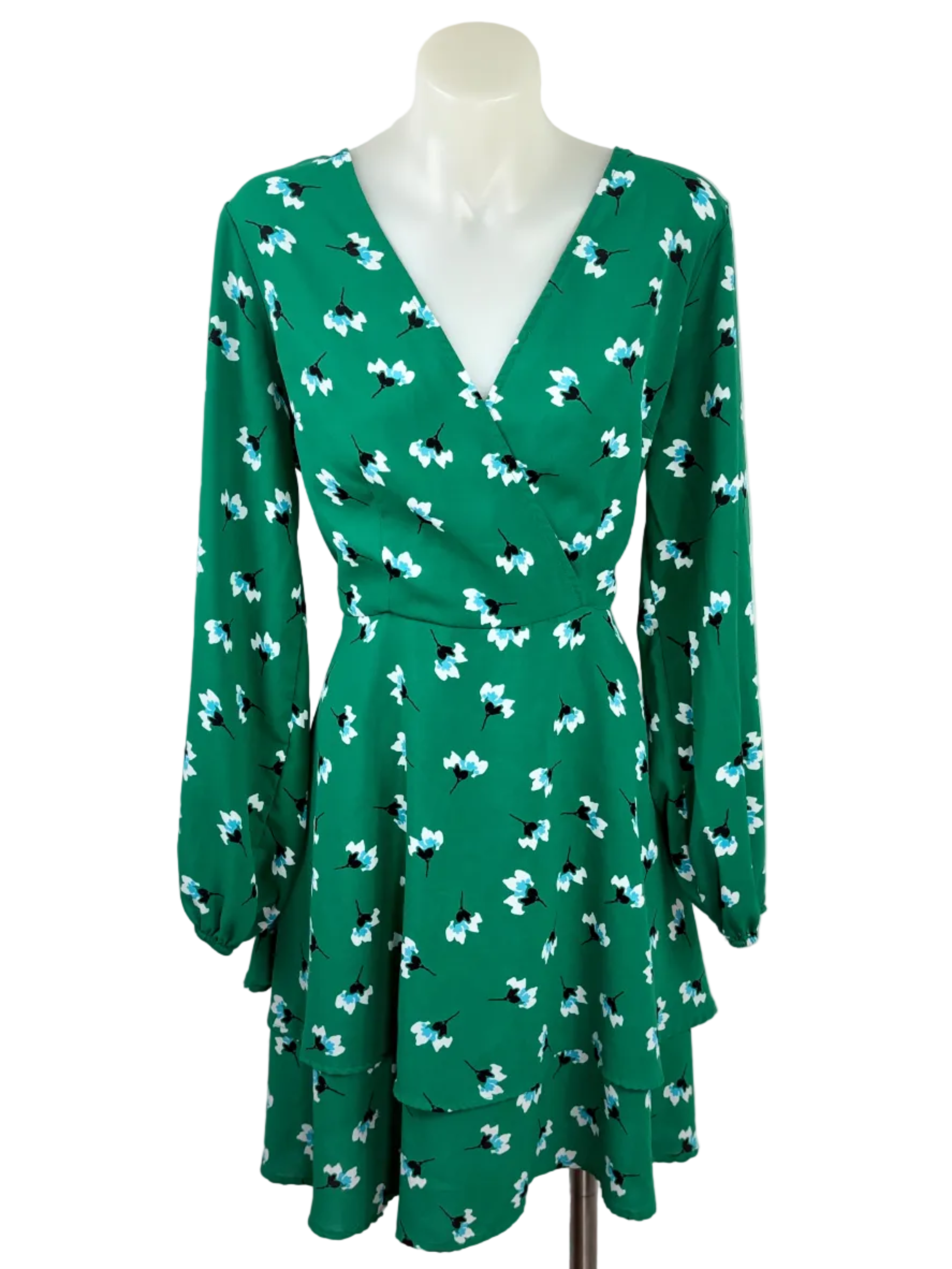 Quiz Emerald Floral Wrap Dress- Size 10