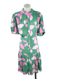 Fria | Abstract Petal Print Shirt Dress | Size 12