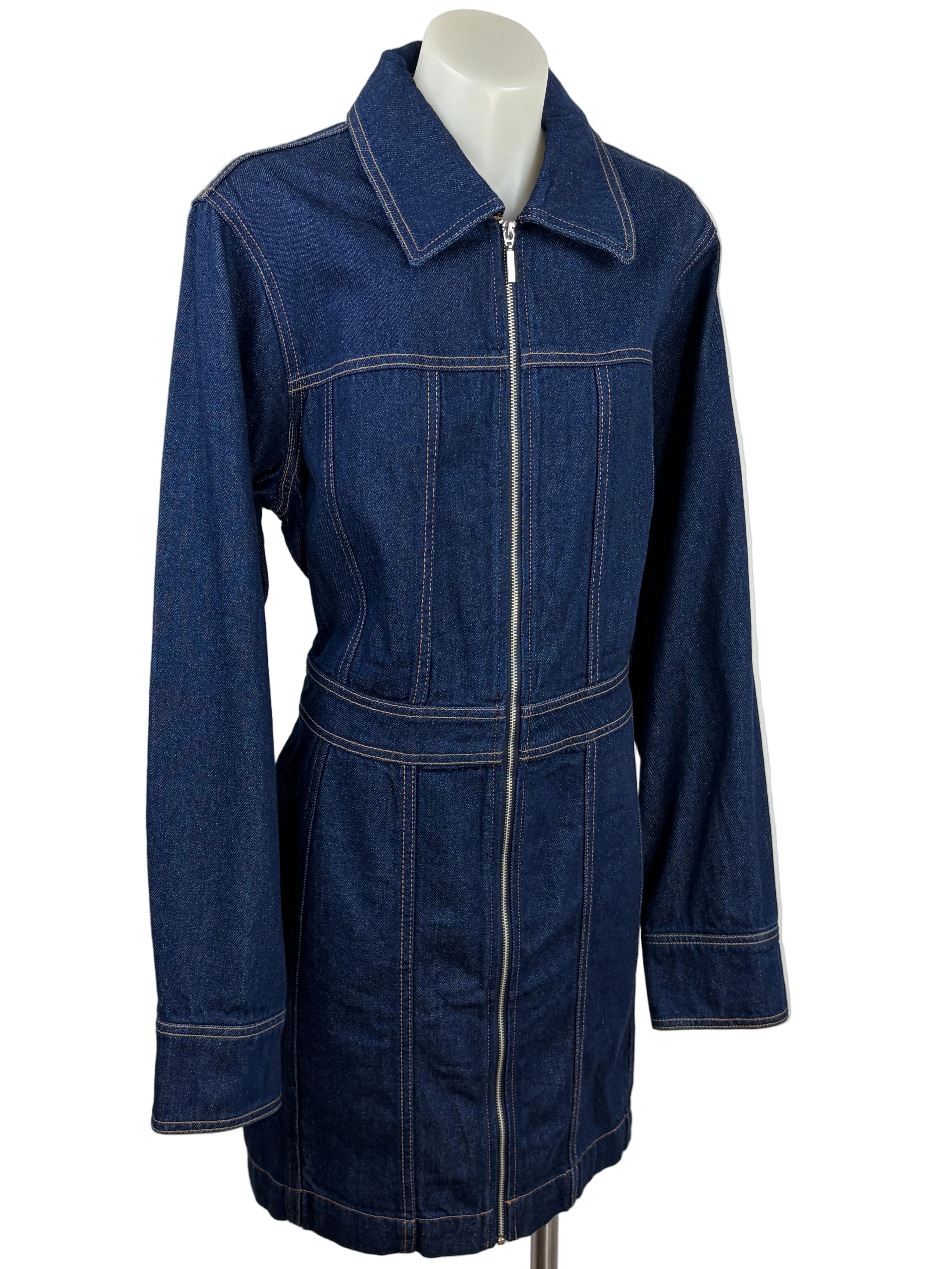Witchery | Zip-Front Shirt Dress | Navy | Size 14