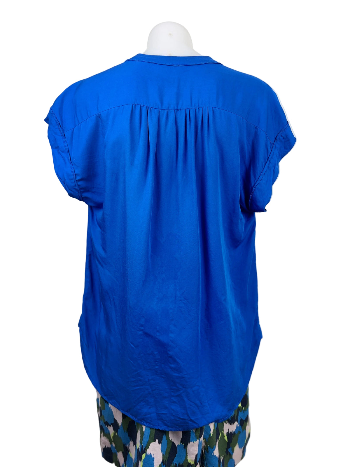 Country Road Silk Cap Sleeve Popover Top in cobalt blue – view 3 of 5
