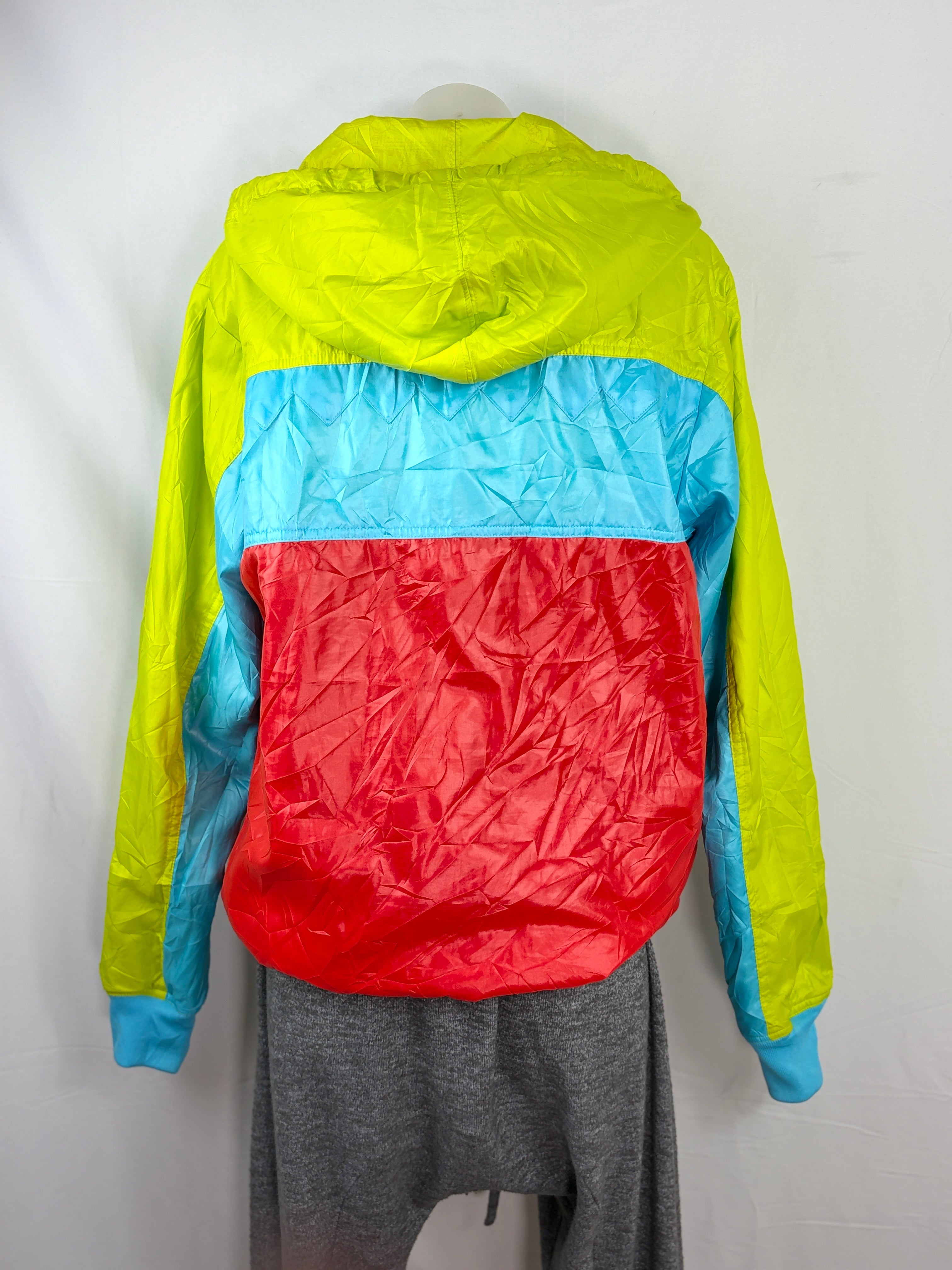 Adidas | Reversible Colourblock Hooded Windbreaker | Lime, Sky Blue & Red | Size M